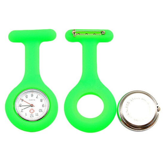 Schwesternuhr mit leuchtenden Zeigern Silikon Pulsuhr Kitteluhr Pflege Nurse Grün #7