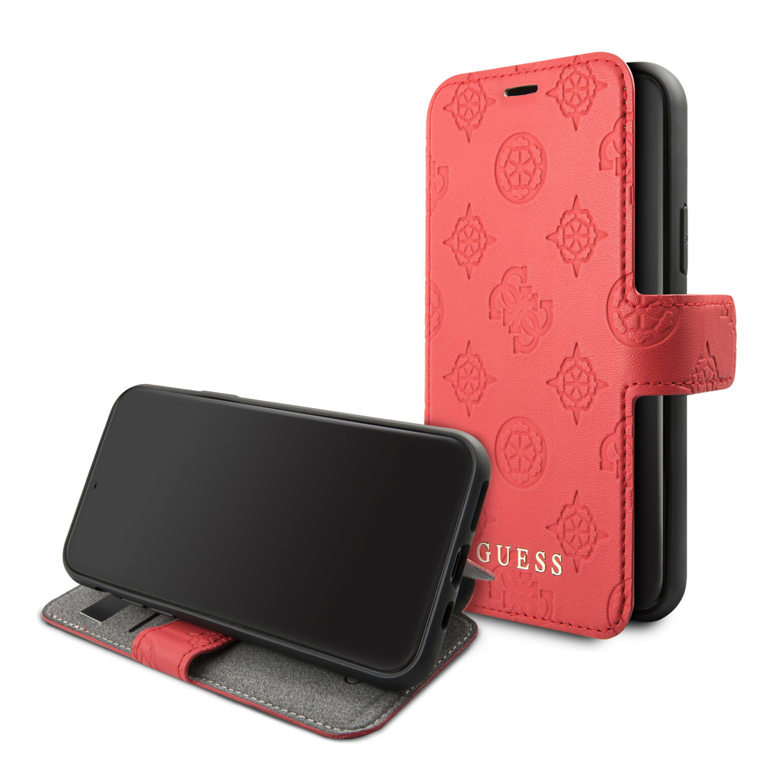 Guess passend für Apple iPhone 11 Pro Guess Book-Case hul 4G Peony Rot -PU Leather - TPU;kunstleder