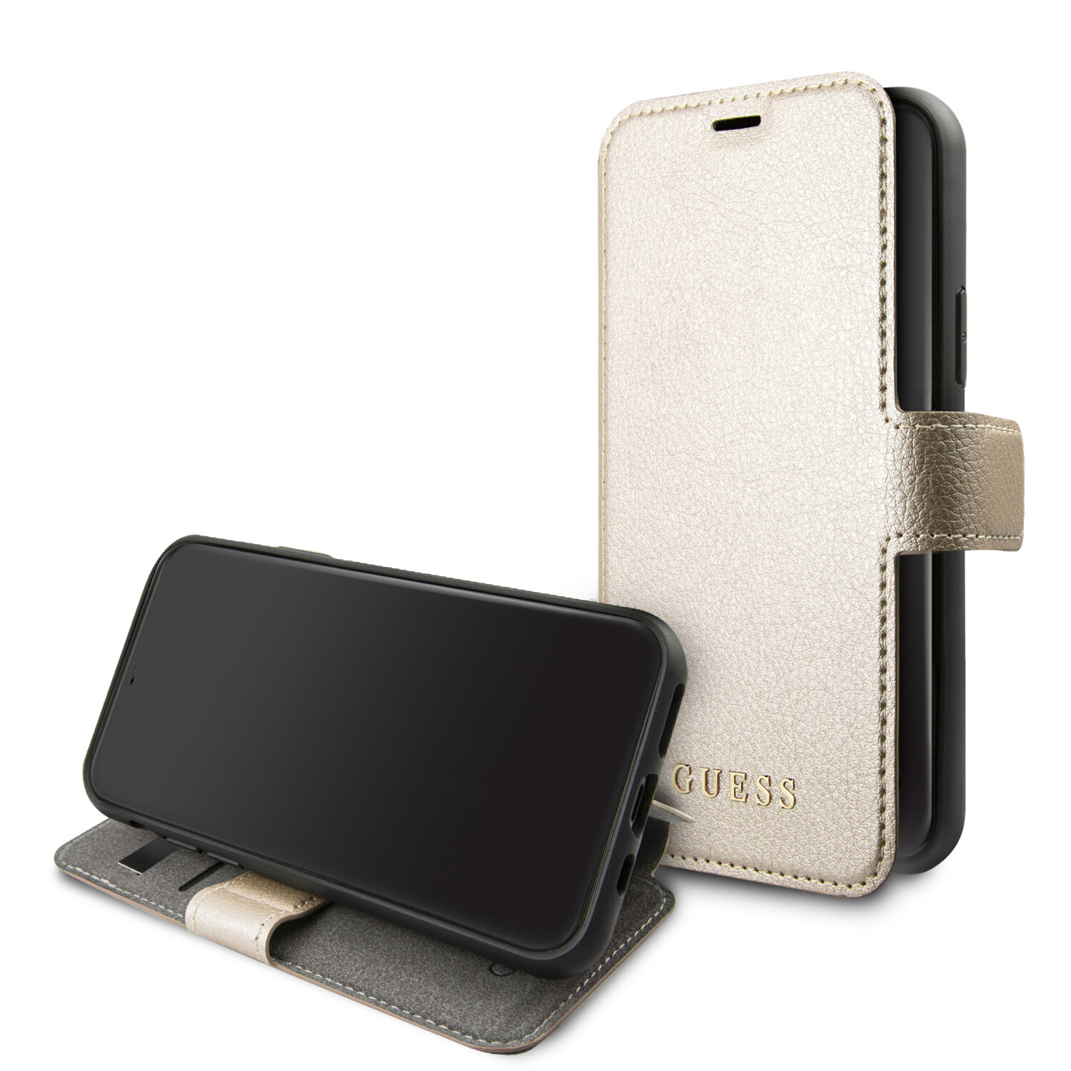 Guess passend für Apple iPhone 11 Pro Max Guess Book-Case hul Iridescent Gold -original - TPU;kunstleder