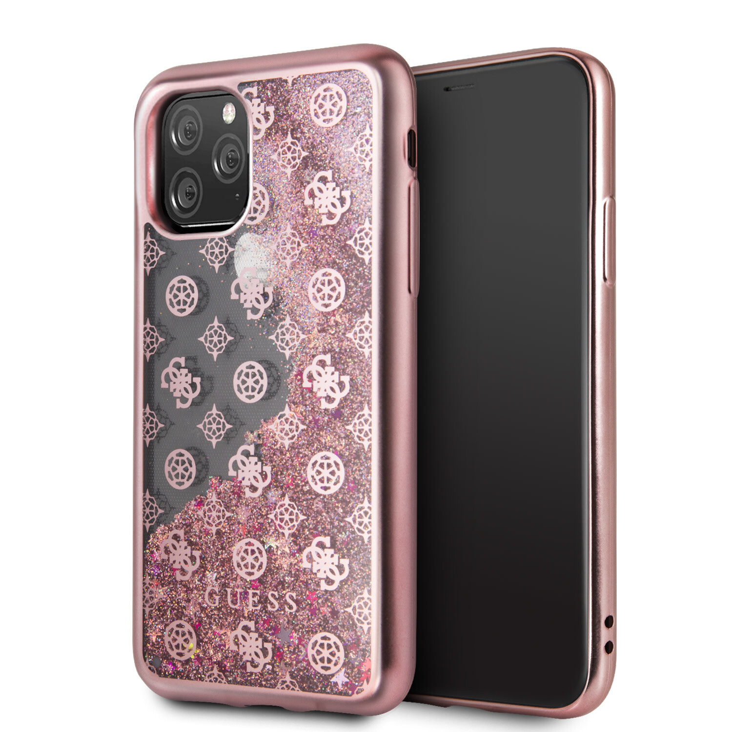 Guess passend für Apple iPhone 11 Pro Guess Back-Cover hul Glitter Rose Gold -4G Peony - TPU;kunstleder