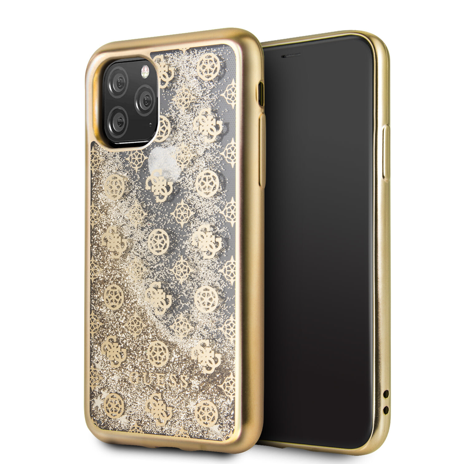 Guess passend für Apple iPhone 11 Pro Guess Back-Cover hul Glitter Gold -4G Peony - TPU;kunstleder