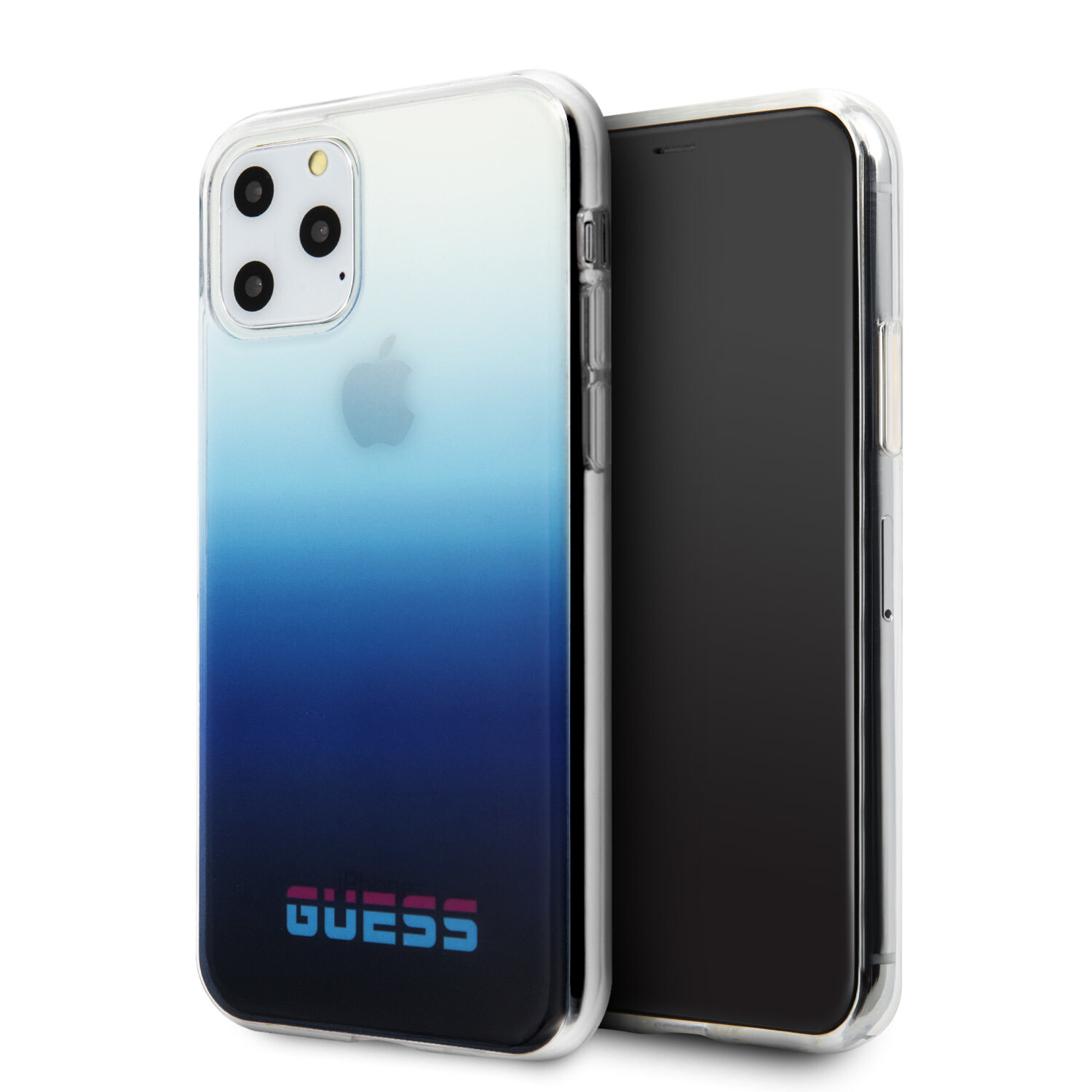 Guess passend für Apple iPhone 11 Pro Max Guess Back-Cover hul Gradient Blau -California - TPU;kunstleder