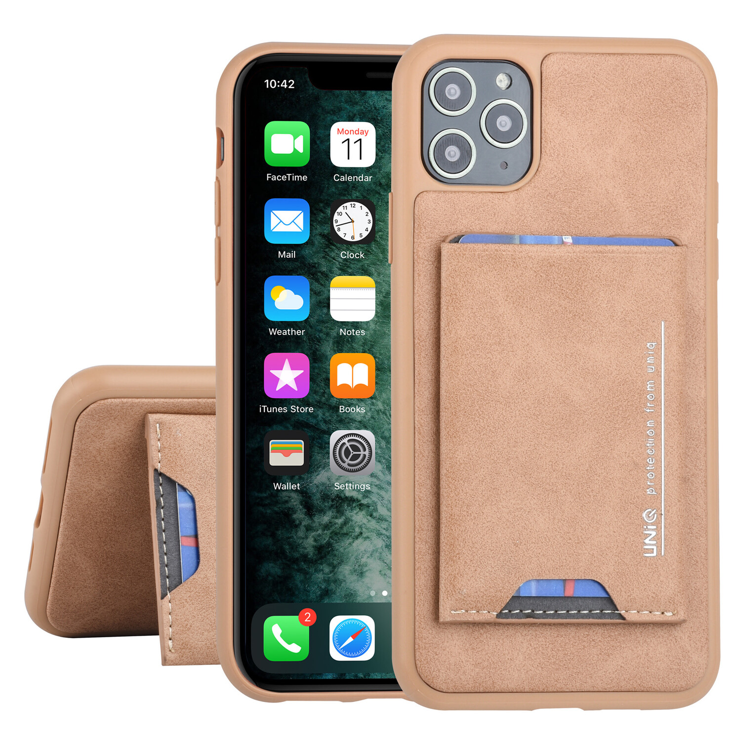UNIQ Accessory UNIQ Accessory passend für Apple iPhone 11 Pro Max Back-Cover hul Braun - Kartenhalter