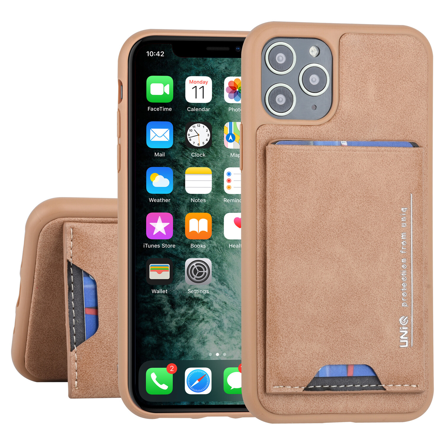 UNIQ Accessory UNIQ Accessory passend für Apple iPhone 11 Pro Back-Cover hul Braun - Kartenhalter