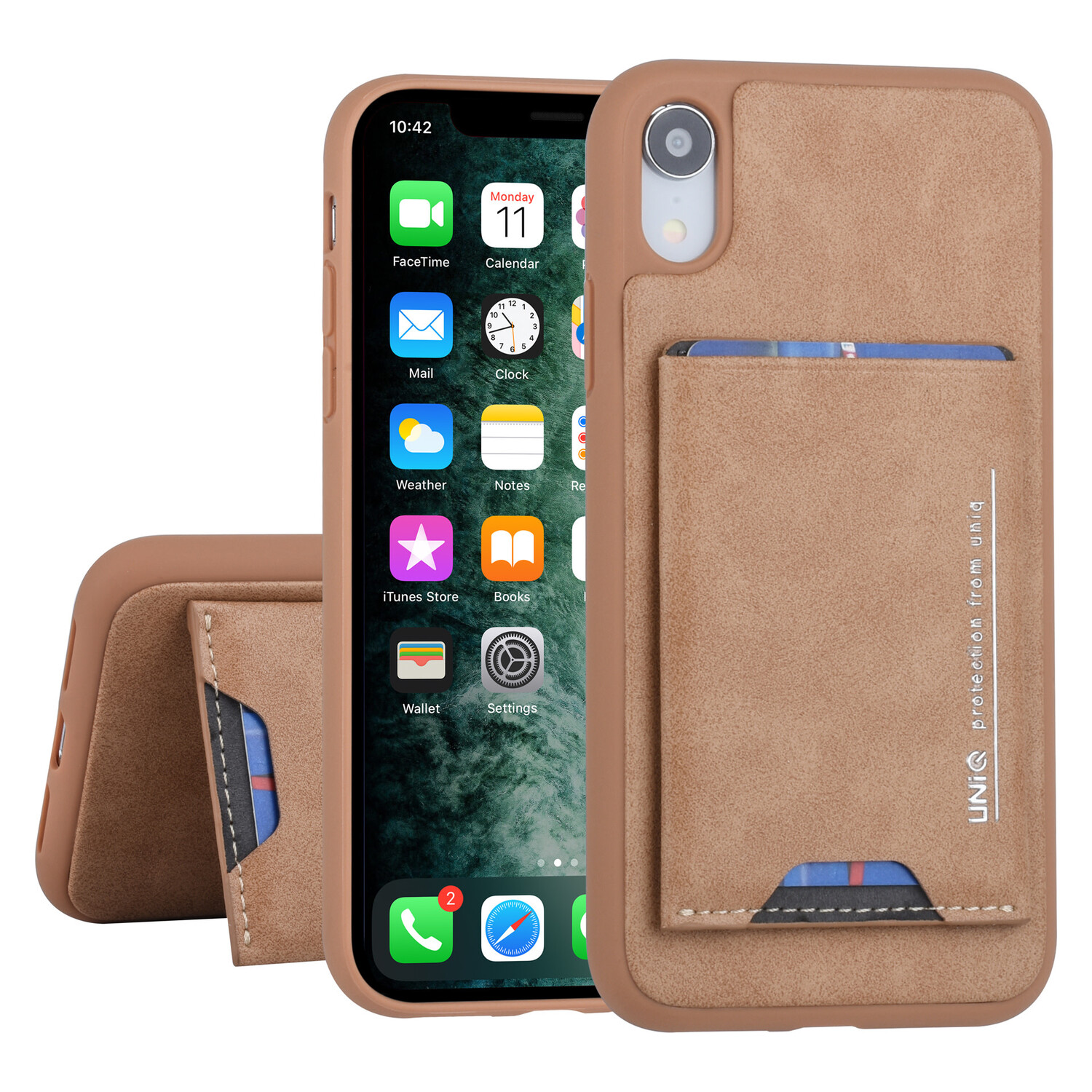 UNIQ Accessory UNIQ Accessory passend für Apple iPhone XR Back-Cover hul Braun - Kartenhalter