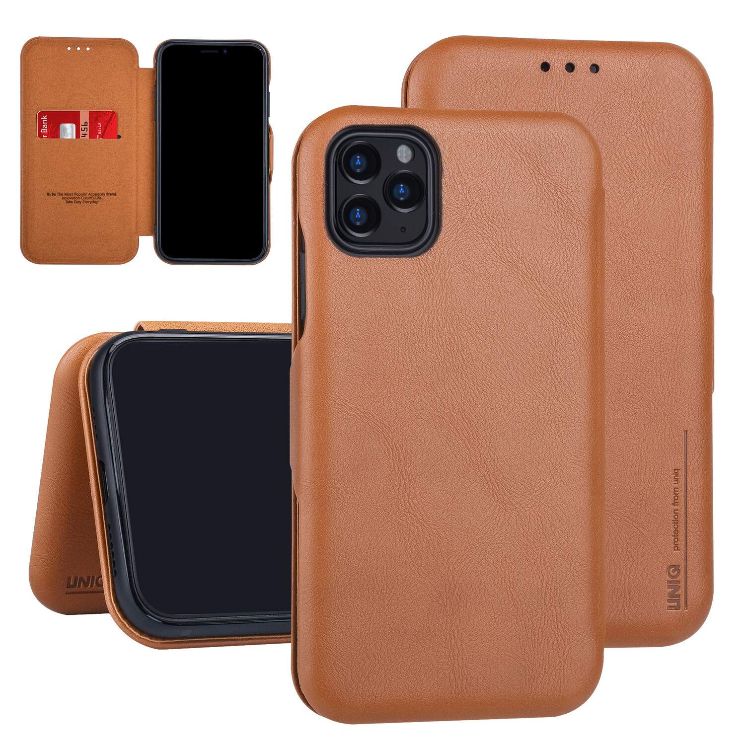 UNIQ Accessory Uniq accessory passend für Apple iPhone 11 Pro Max Book-Case hul Braun - Kartenhalter