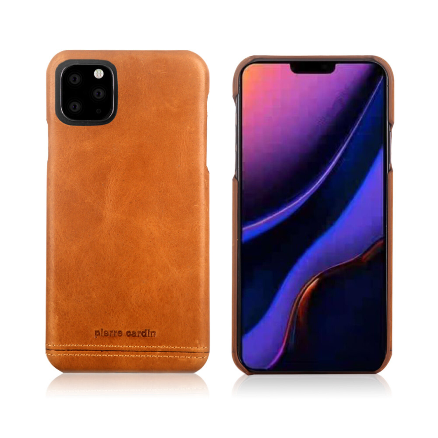 Pierre Cardin Pierre Cardin passend für Apple iPhone 11 Pro Back-Cover hul Braun - Genuine Leather