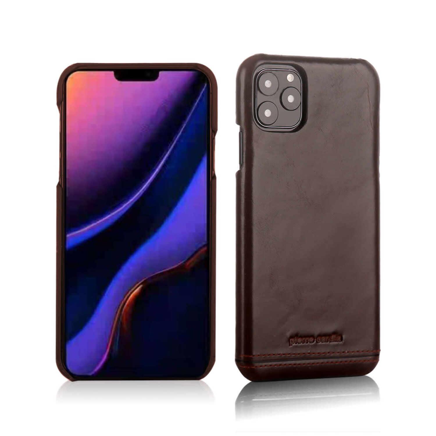 Pierre Cardin Pierre Cardin passend für Apple iPhone 11 Pro Back-Cover hul Dunkelbraun - Genuine Leather