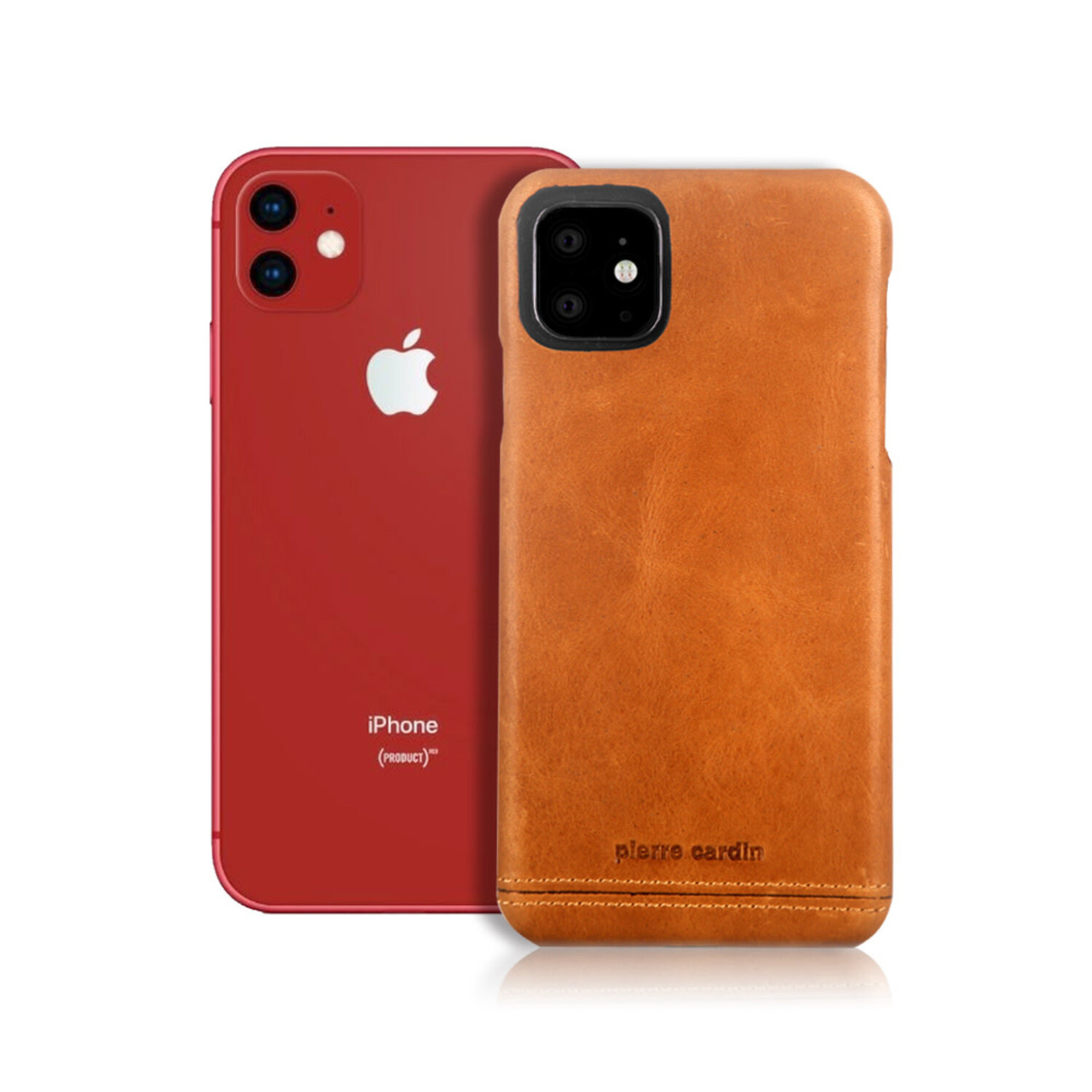 Pierre Cardin Pierre Cardin passend für Apple iPhone 11 Back-Cover hul Braun - Genuine Leather