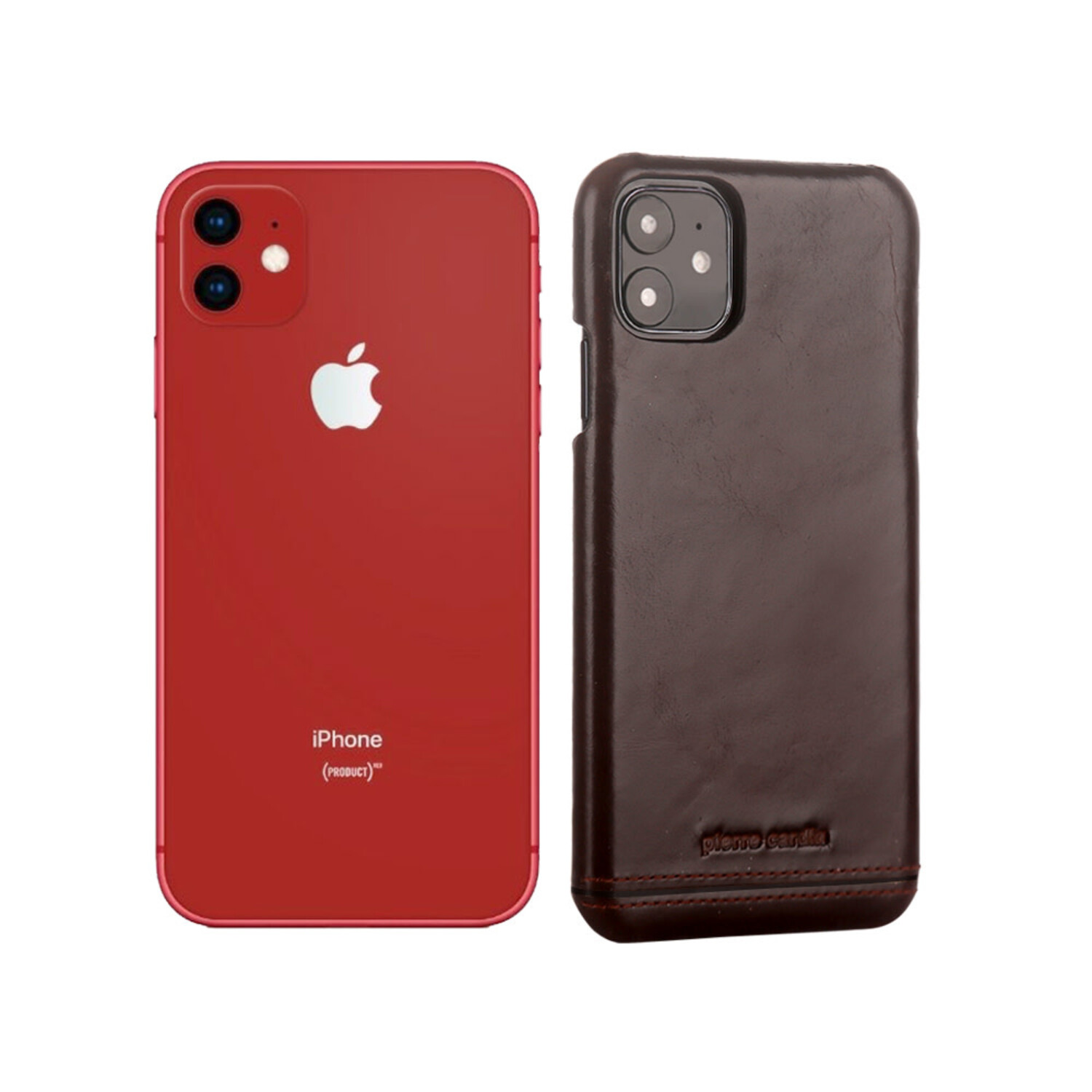 Pierre Cardin Pierre Cardin passend für Apple iPhone 11 Back-Cover hul Dunkelbraun - Genuine Leather