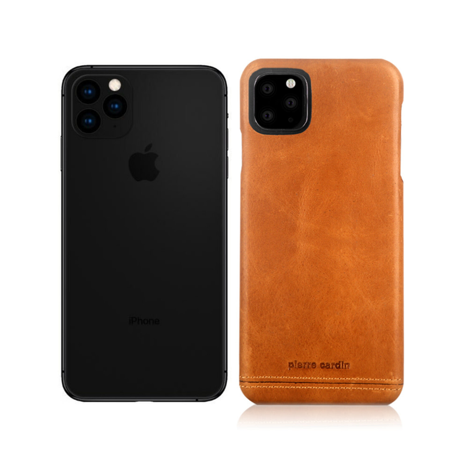 Pierre Cardin Pierre Cardin passend für Apple iPhone 11 Pro Max Back-Cover hul Braun - Genuine Leather
