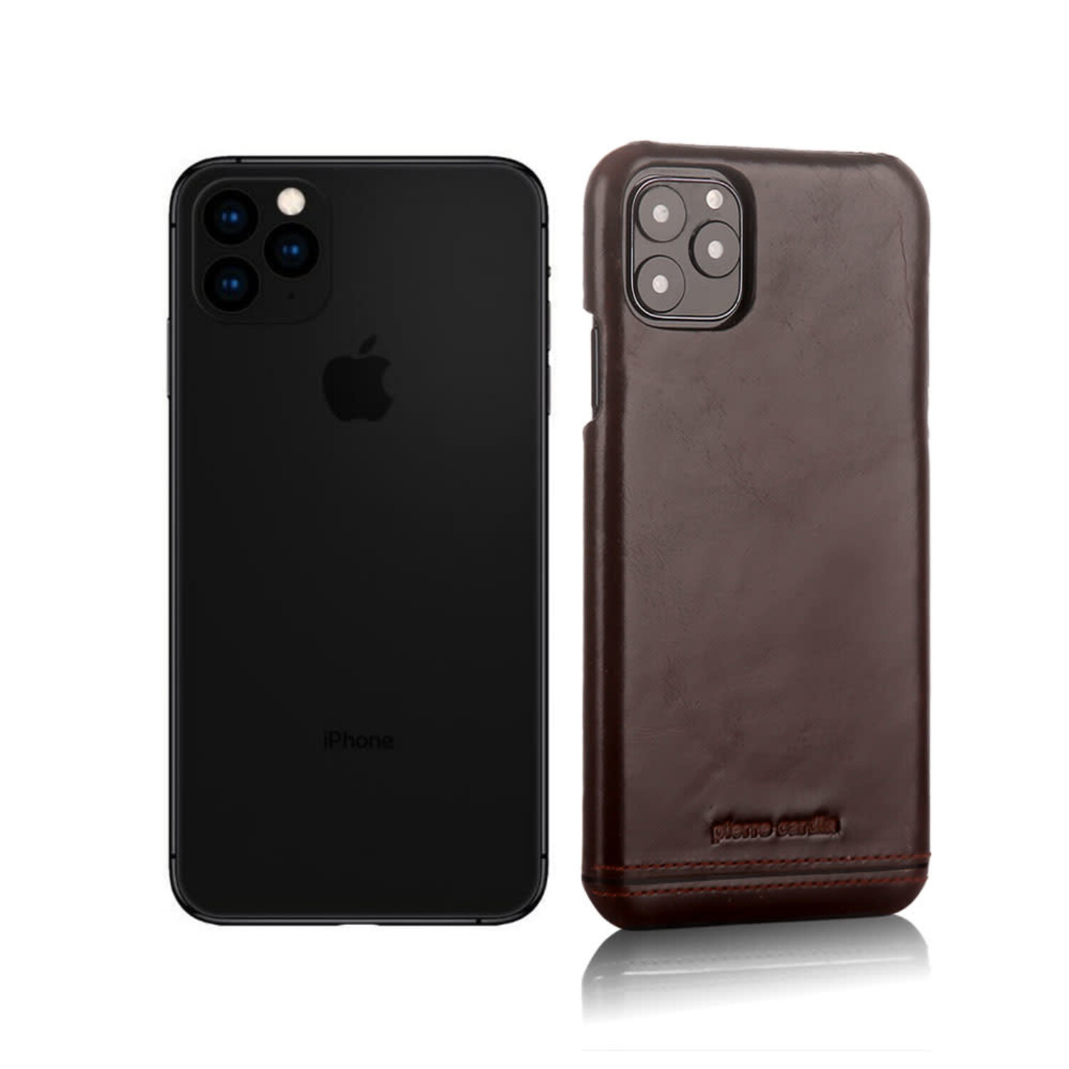Pierre Cardin Pierre Cardin passend für Apple iPhone 11 Pro Max Back-Cover hul Dunkelbraun - Genuine Leather
