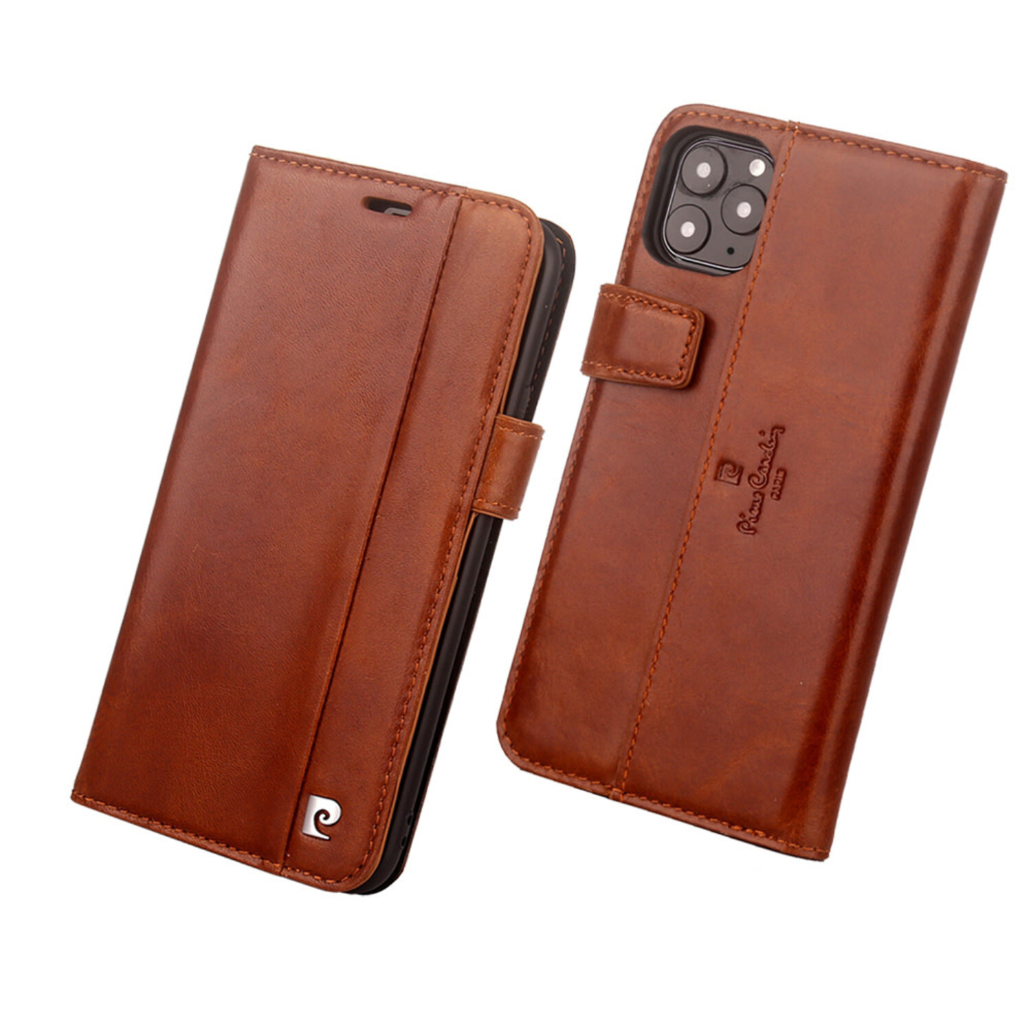 Pierre Cardin Pierre Cardin passend für Apple iPhone 11 Pro Book-Case hul Braun - Genuine Leather