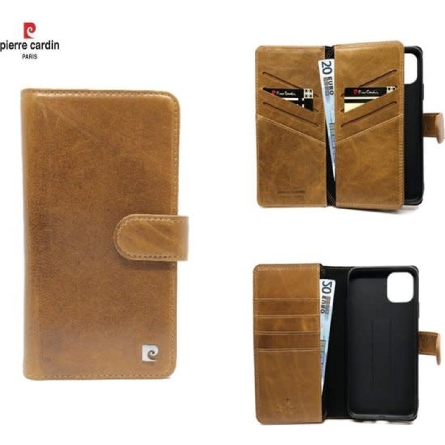 Pierre Cardin Pierre Cardin passend für Apple iPhone 11 Pro Book-Case hul Braun - Genuine Leather