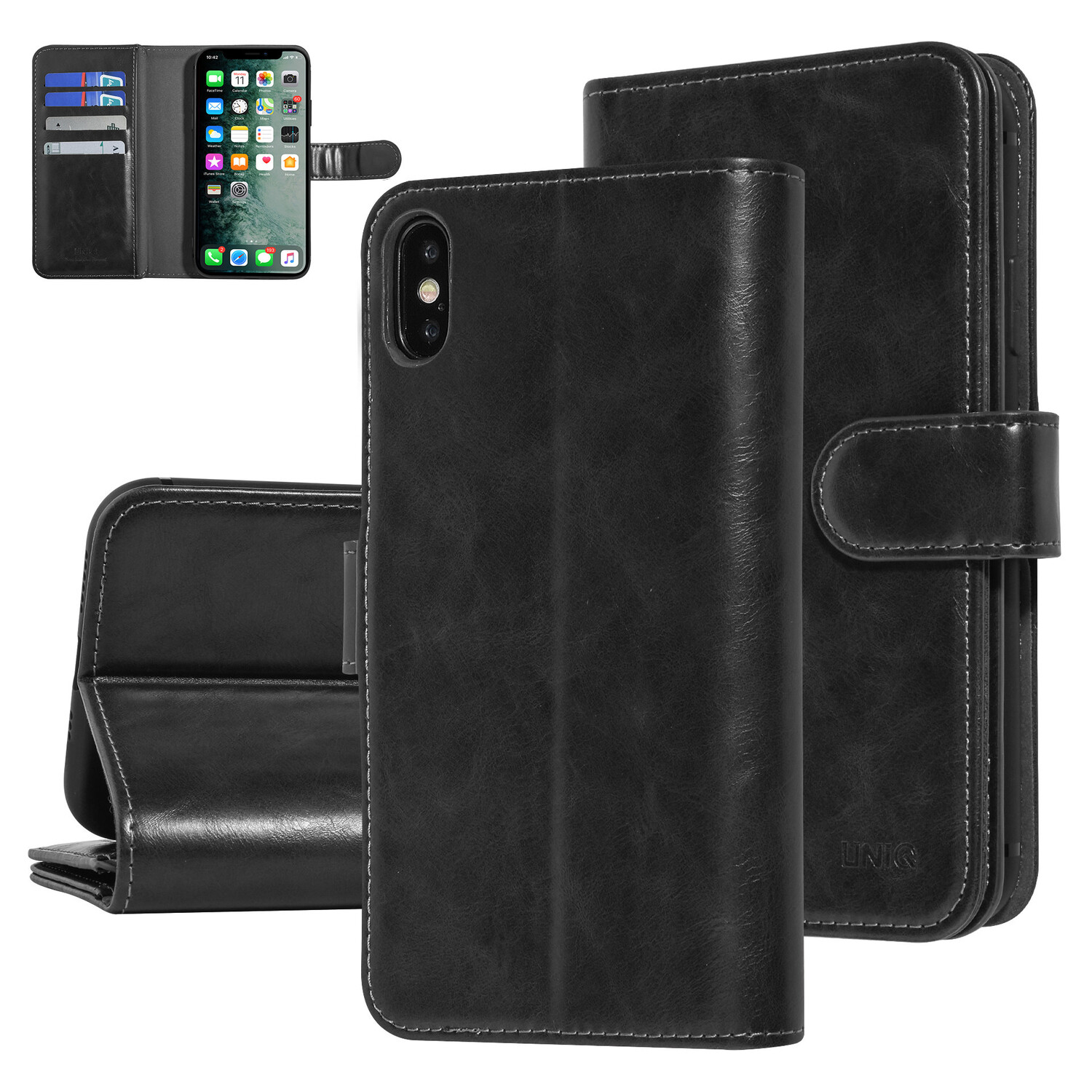 UNIQ Accessory UNIQ Accessory iPhone Xs Max Schwarz Sanfte Berührung Book-Case hul
