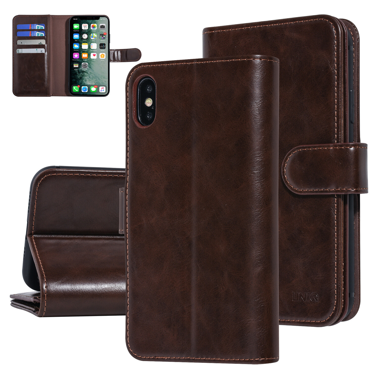 UNIQ Accessory UNIQ Accessory iPhone Xs Max Braun Sanfte Berührung Book-Case hul