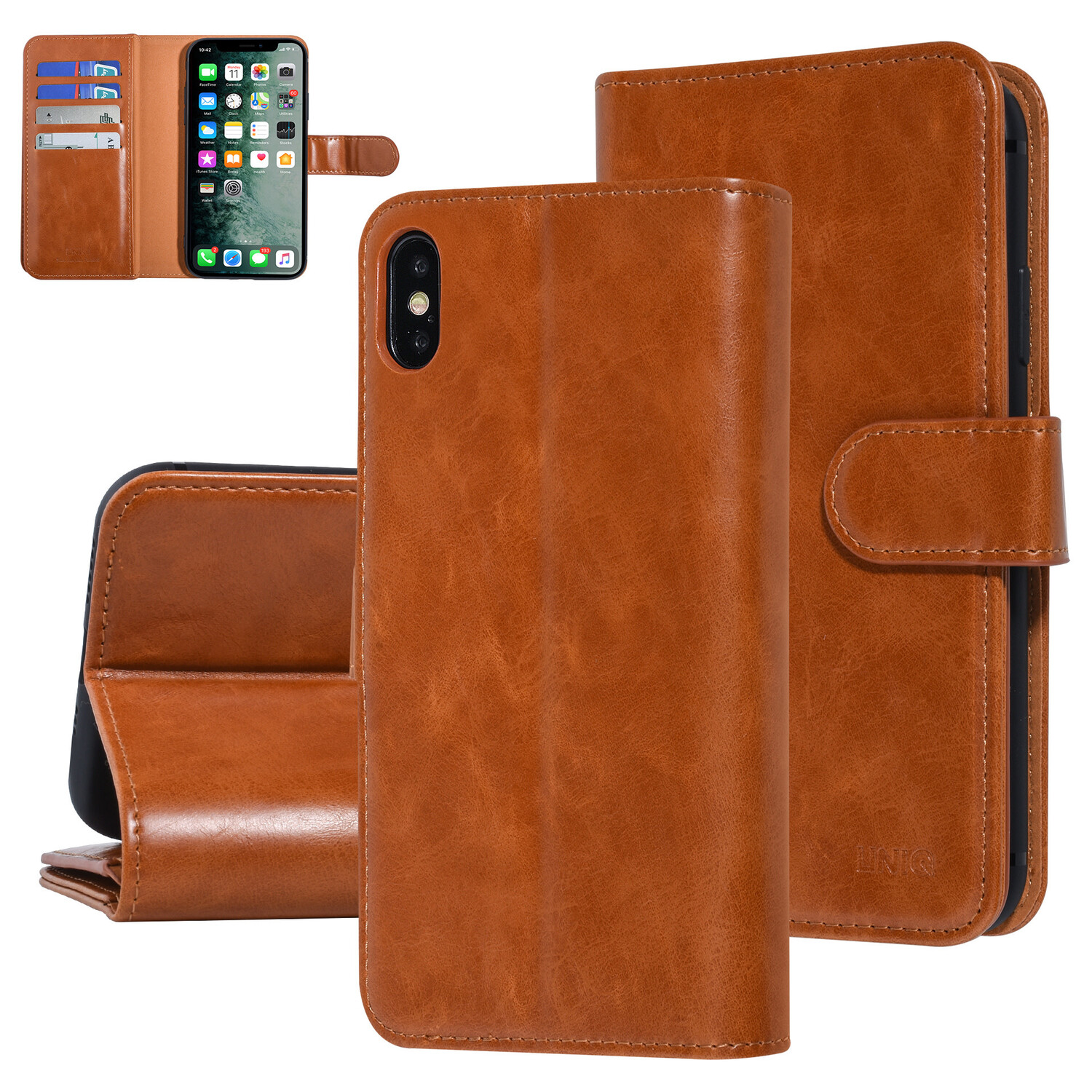 UNIQ Accessory UNIQ Accessory iPhone Xs Max Dunkelbraun Sanfte Berührung Book-Case hul