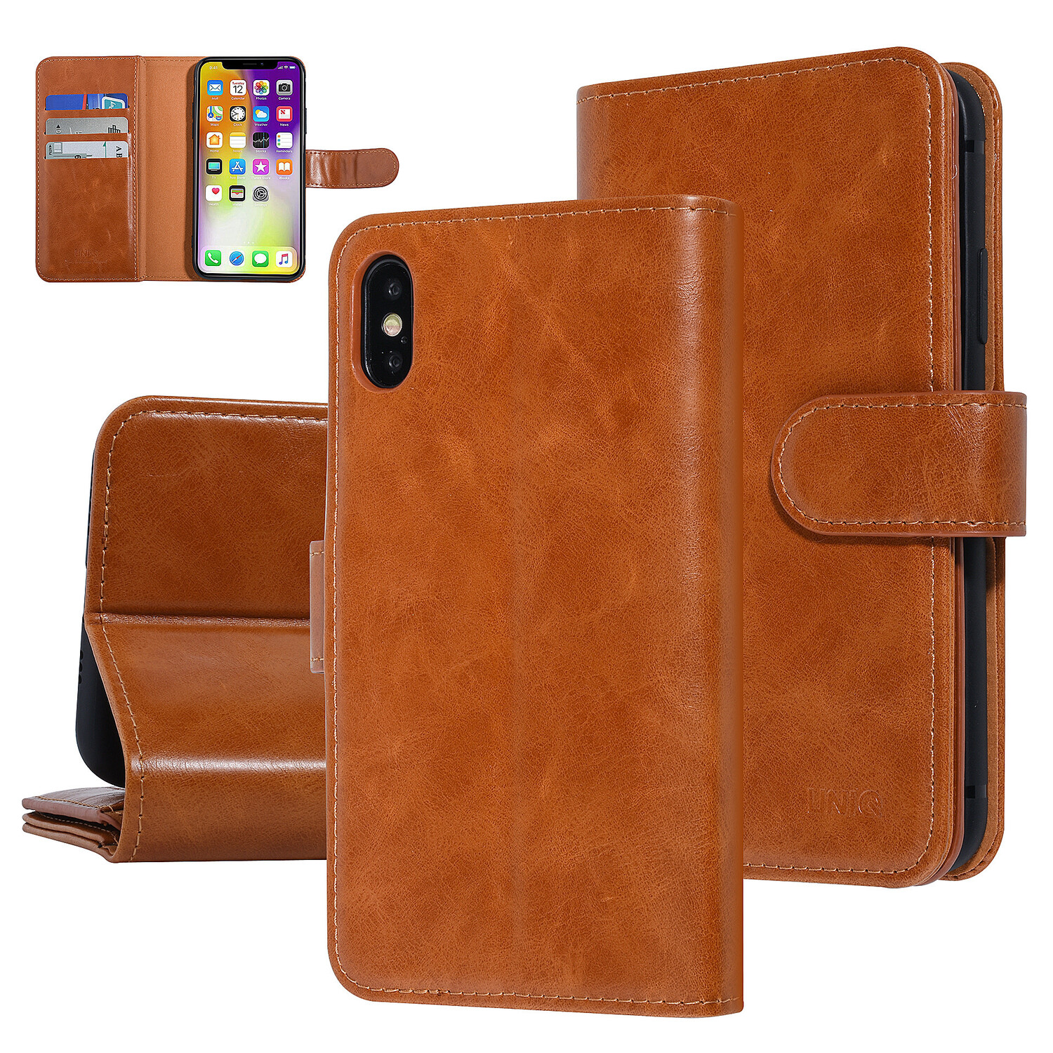 UNIQ Accessory UNIQ Accessory iPhone X-Xs Dunkelbraun Sanfte Berührung Book-Case hul
