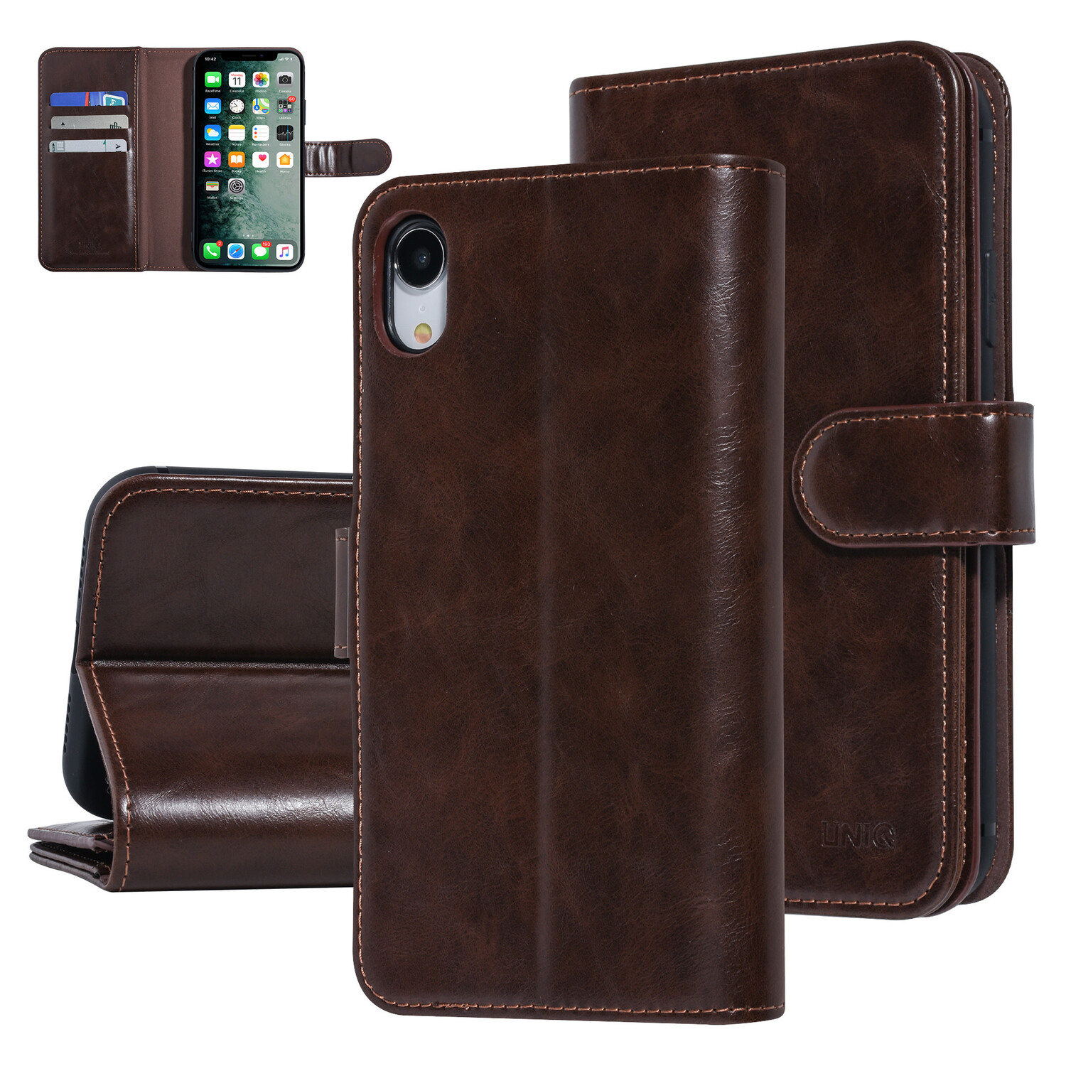 UNIQ Accessory UNIQ Accessory iPhone XR Braun Sanfte Berührung Book-Case hul