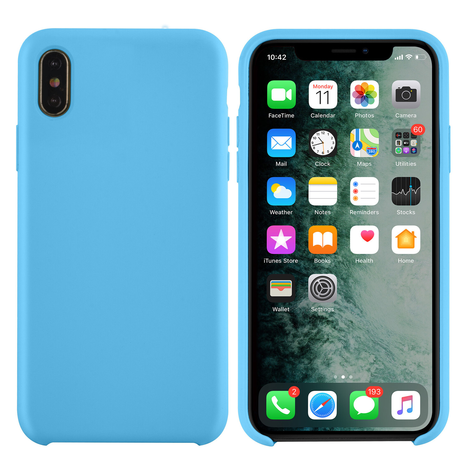 passend für Apple iPhone Xs Max Hellblau Back-Cover hul - Silikon