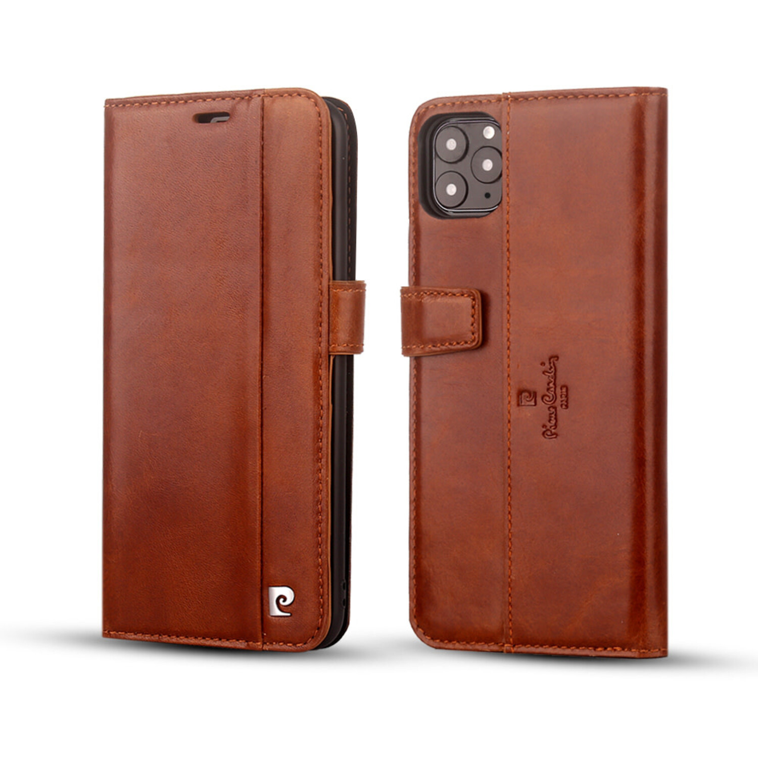 Pierre Cardin Pierre Cardin passend für Apple iPhone 12 Pro Max braun Book-Case hul - Echtleder