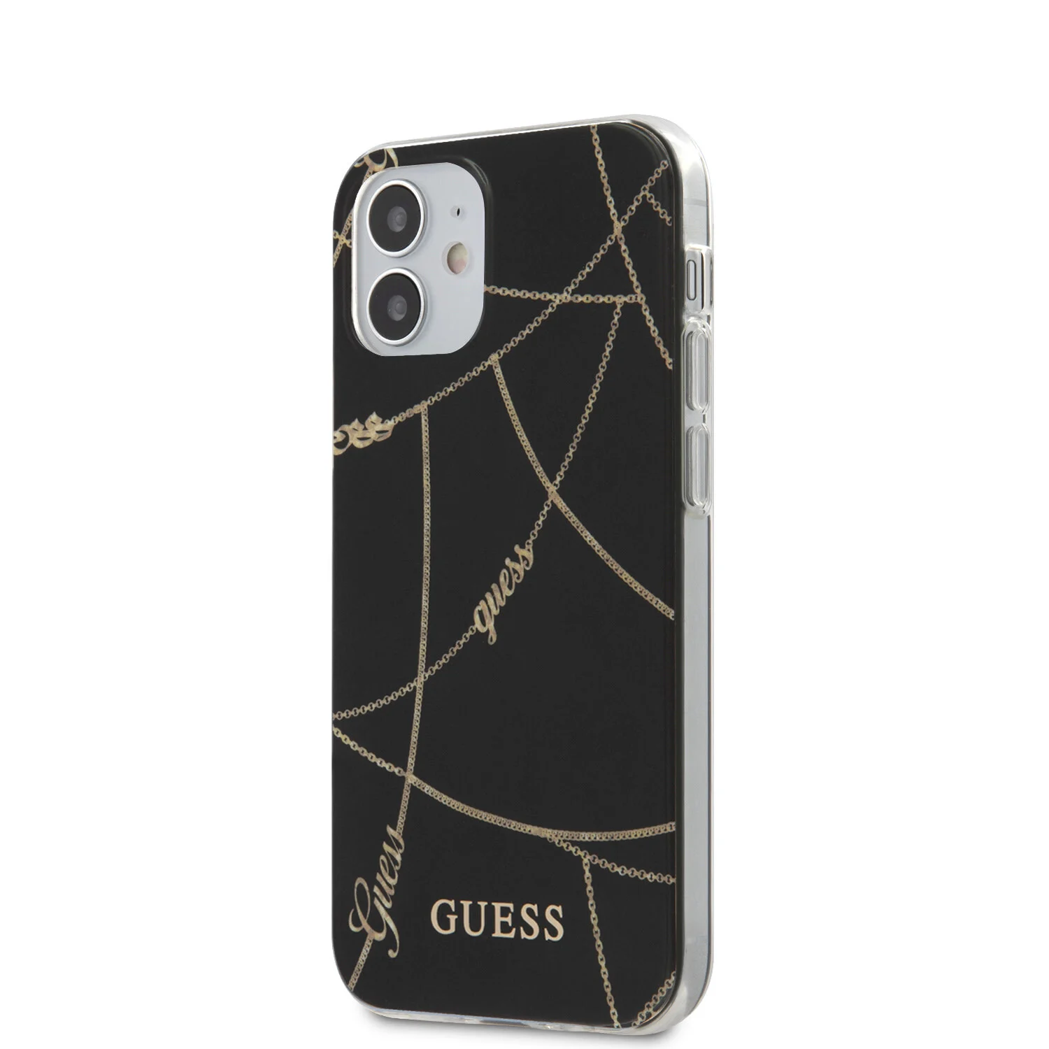Guess Guess passend für Apple iPhone 12 Mini Schwarz Back-Cover hul - Goldkette TPU