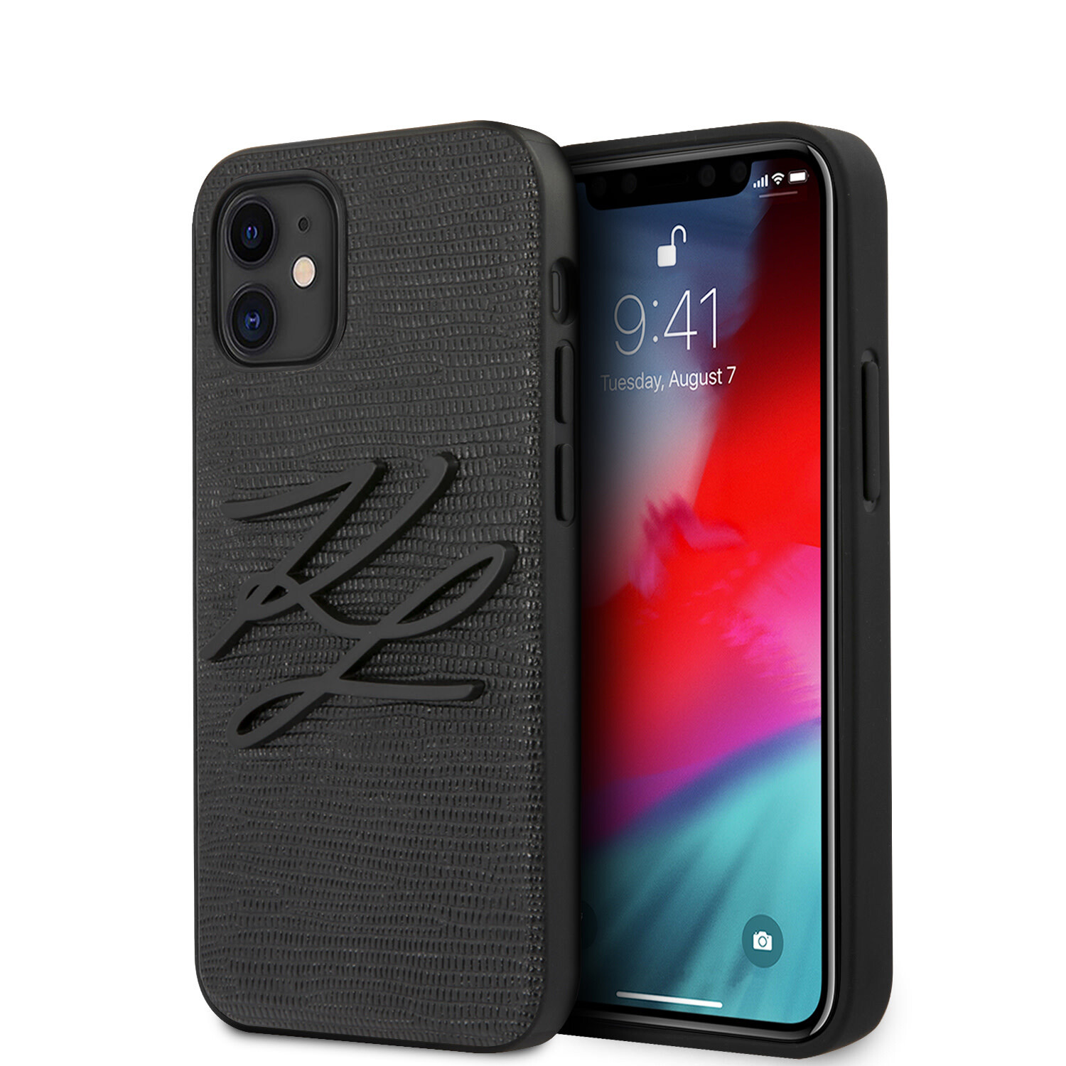 Karl Lagerfeld Karl Lagerfeld passend für Apple iPhone 12 Mini Schwarz Back-Cover hul - Lizard Signature