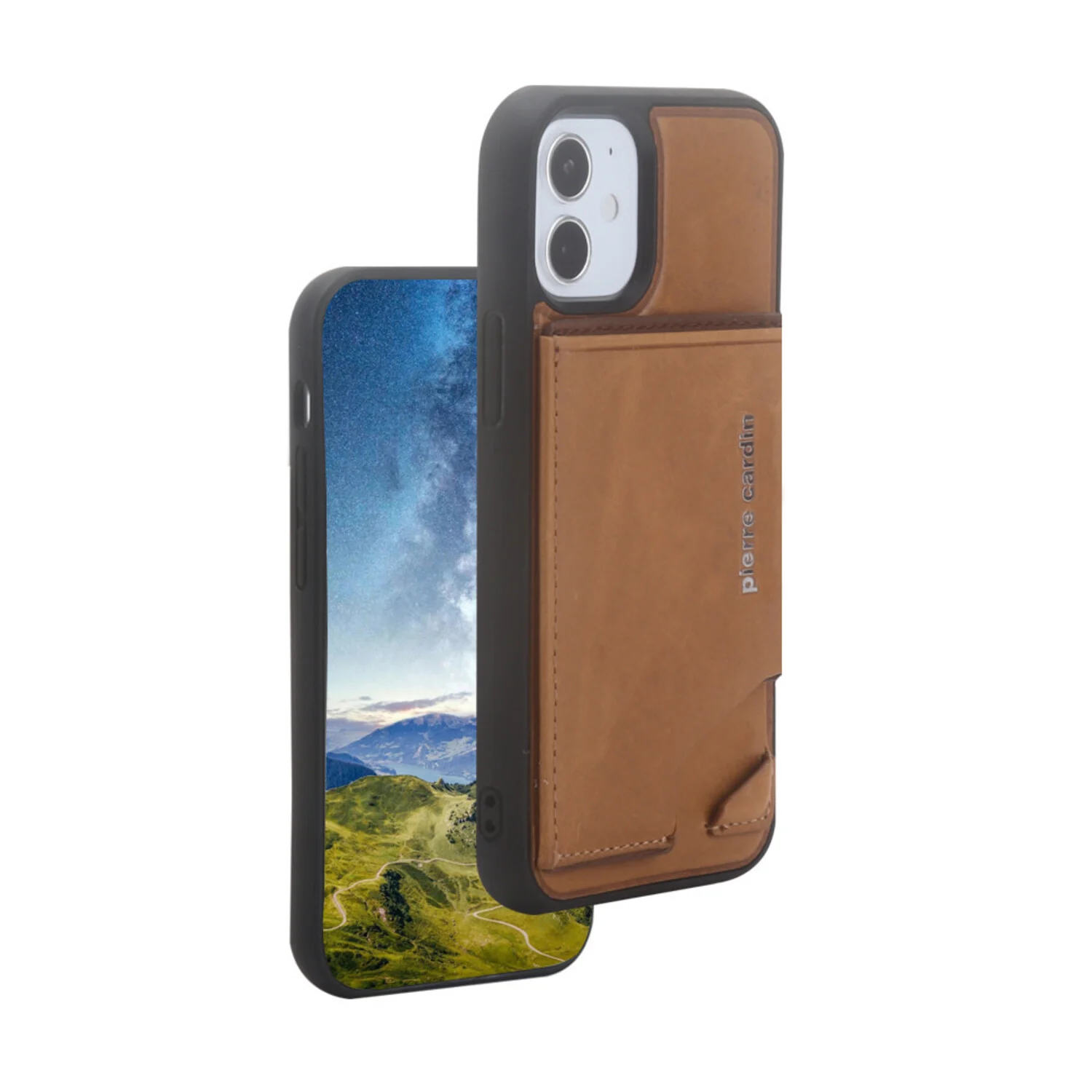 Pierre Cardin Pierre Cardin iPhone 12 - 12 Pro Back-Cover hul - Braun