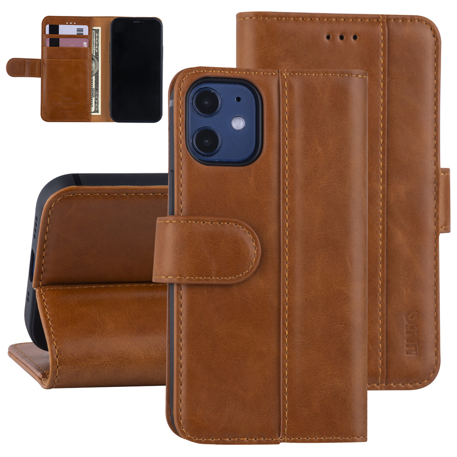 UNIQ Accessory passend für Apple iPhone 12 Mini Braun Book-Case hul - PU-Leder