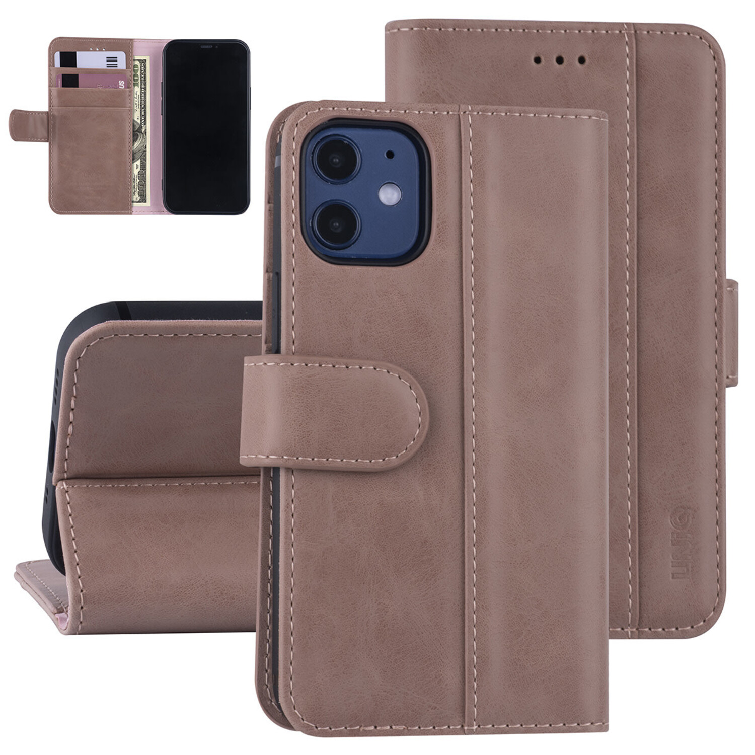UNIQ Accessory passend für Apple iPhone 12 Mini Rosa Book-Case hul - PU-Leder