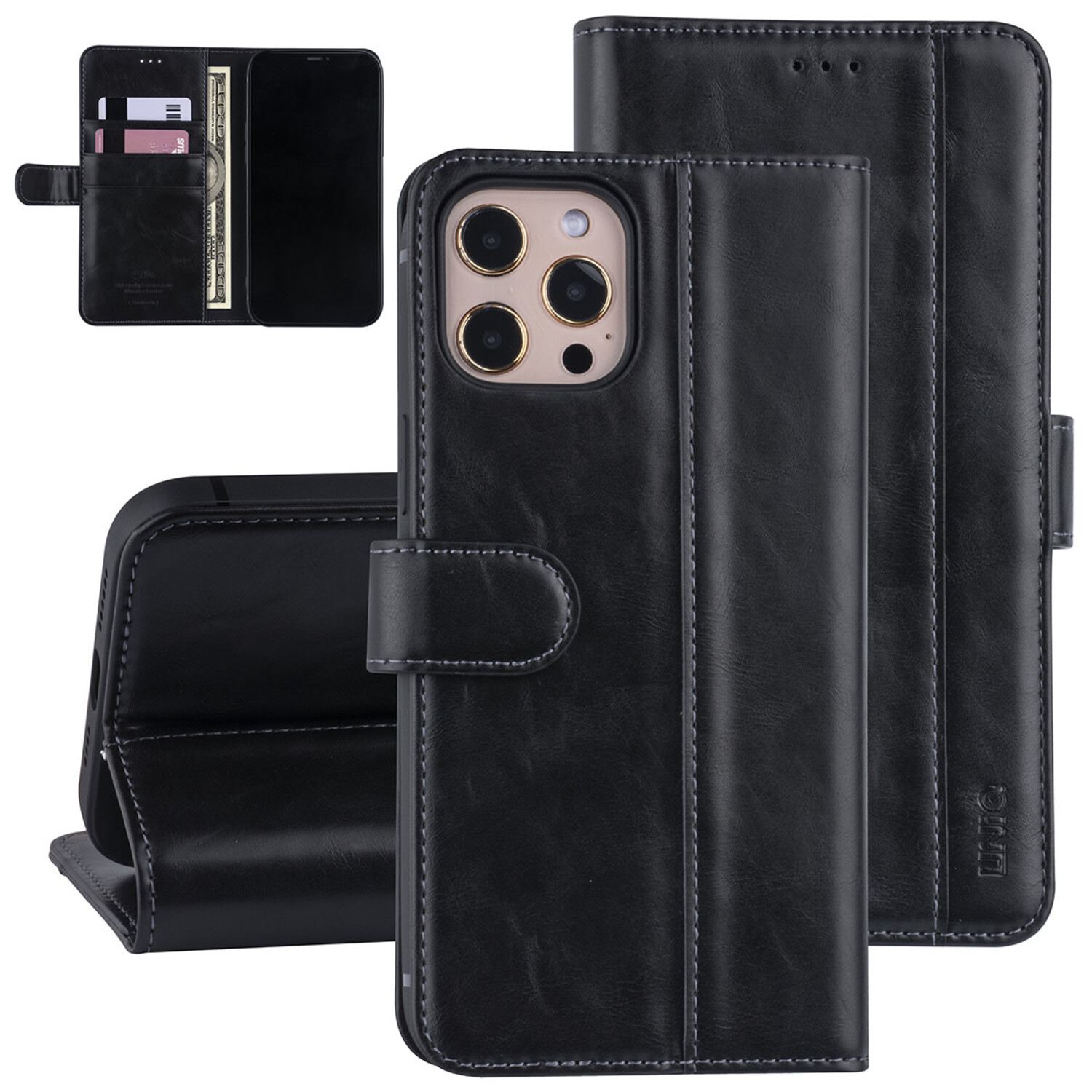 UNIQ Accessory passend für Apple iPhone 12 Pro Max Schwarz Book-Case hul - PU-Leder