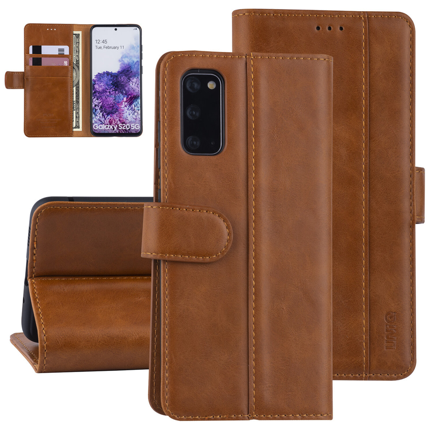 UNIQ Accessory passend für Samsung Galaxy S20 Braun Book-Case hul - PU-Leder