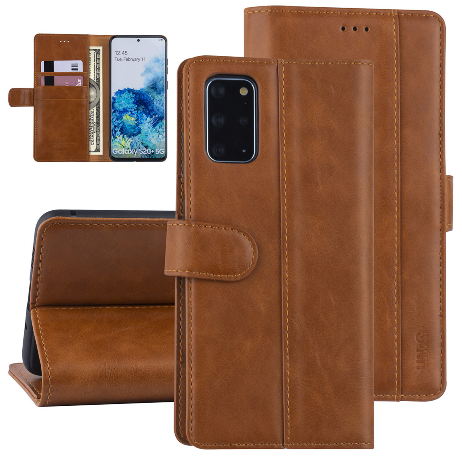 UNIQ Accessory passend für Samsung Galaxy S20 Plus Braun Book-Case hul - PU-Leder