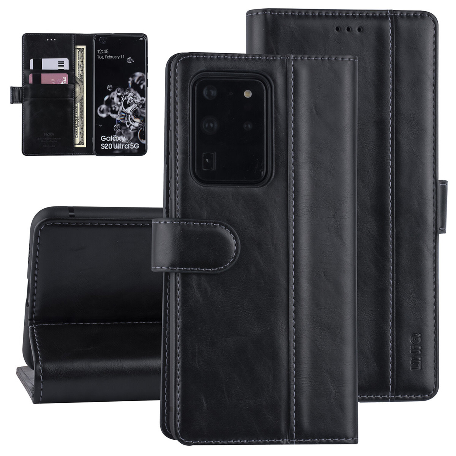UNIQ Accessory passend für Samsung Galaxy S20 Ultra Schwarz Book-Case hul - PU-Leder