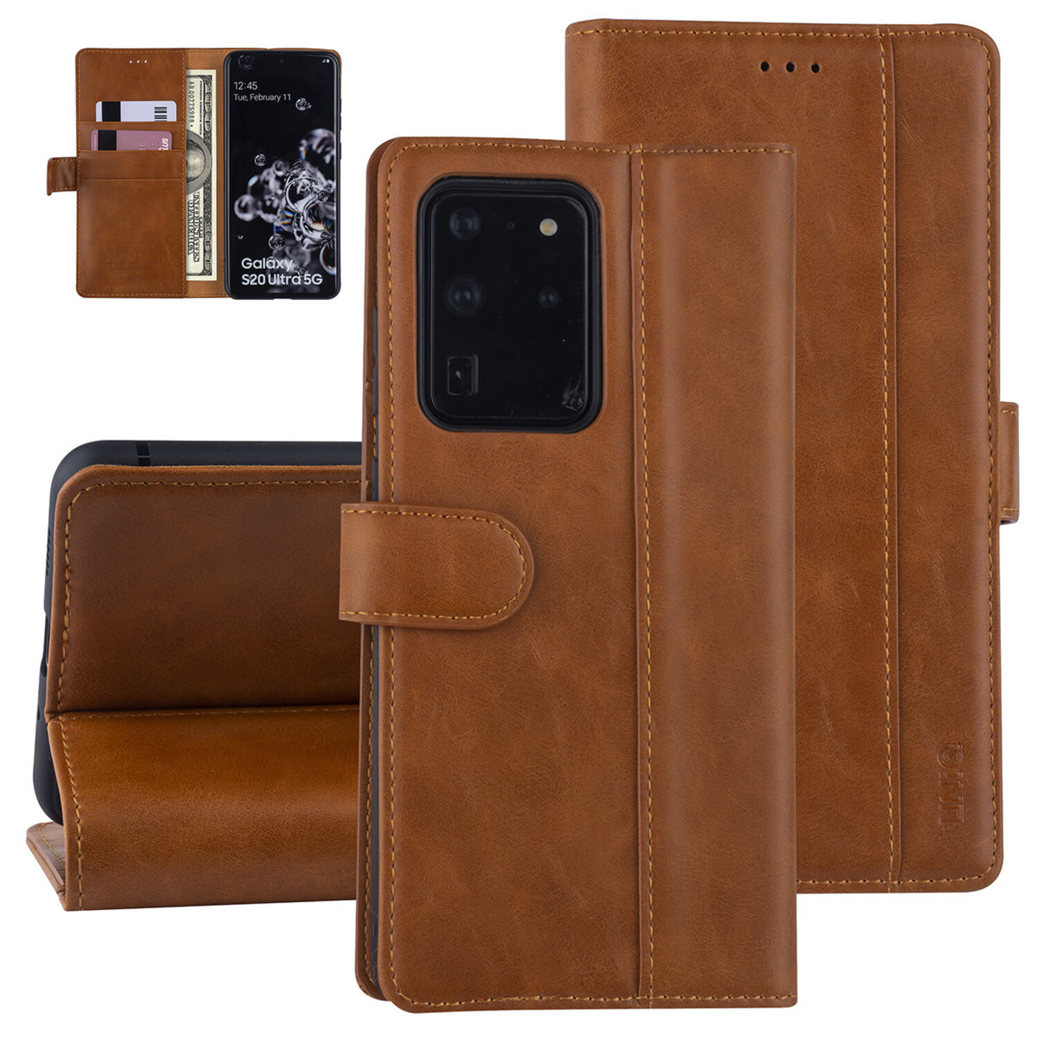 UNIQ Accessory passend für Samsung Galaxy S20 Ultra Braun Book-Case hul - PU-Leder