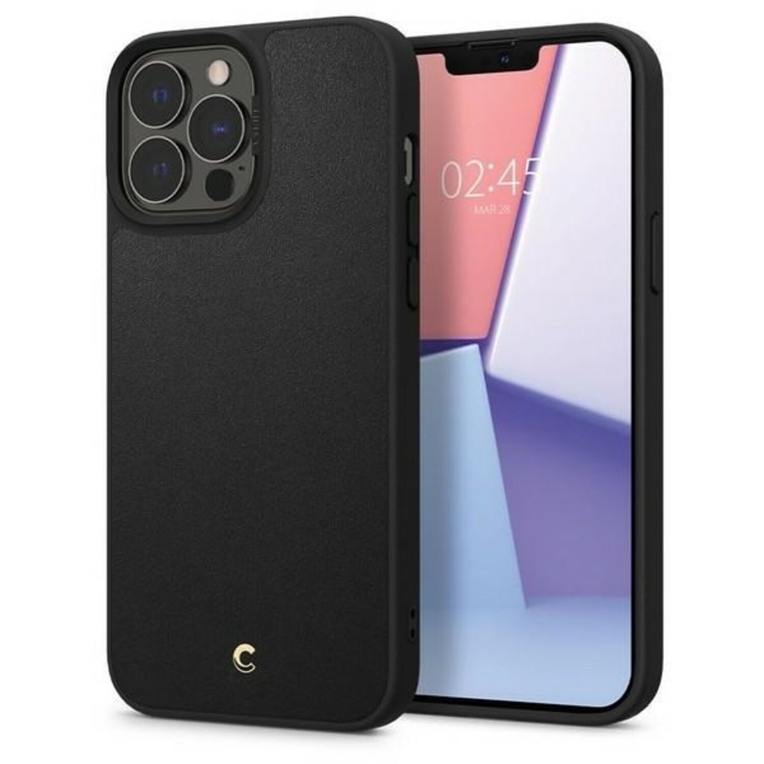 Spigen Cyrill Leather Brick iPhone 13 Pro Max Hardcase-Rückseite - Magsafe Compatible - Schwarz