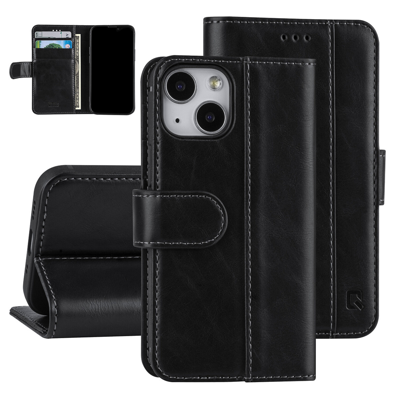 UNIQ Accessory UNIQ Accessory Book-Case hul iPhone 13 Mini - Kartenhalter - Magnetverschluss 3x - Schwarz