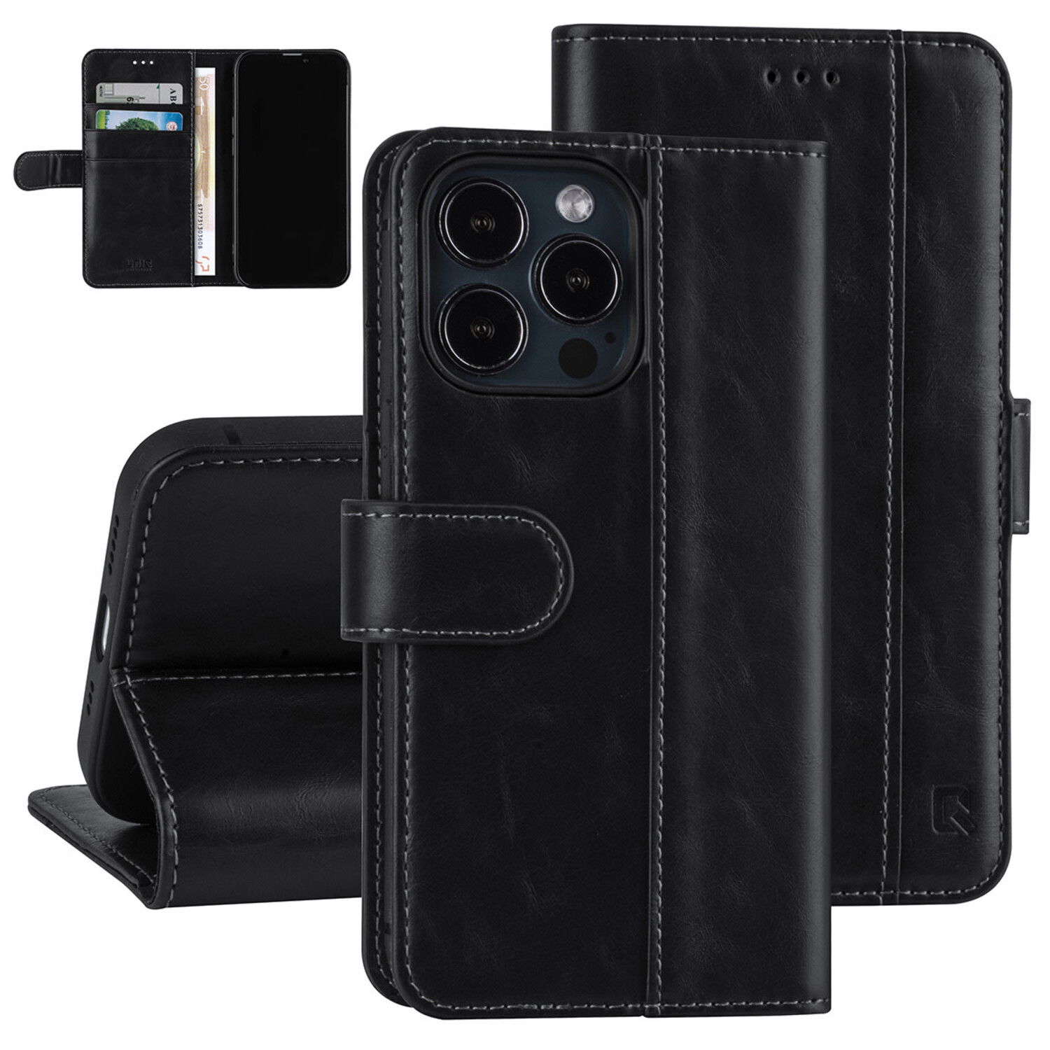 UNIQ Accessory UNIQ Accessory Book-Case hul iPhone 13 Pro - Kartenhalter - Magnetverschluss - Schwarz