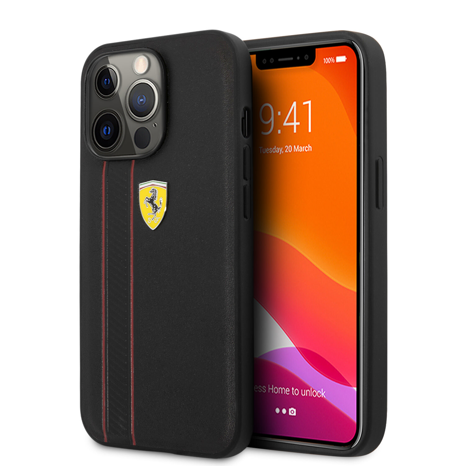 Ferrari Ferrari Hardcase-Rückseite iPhone 13 Pro - Debossed Stripes - Schwarz
