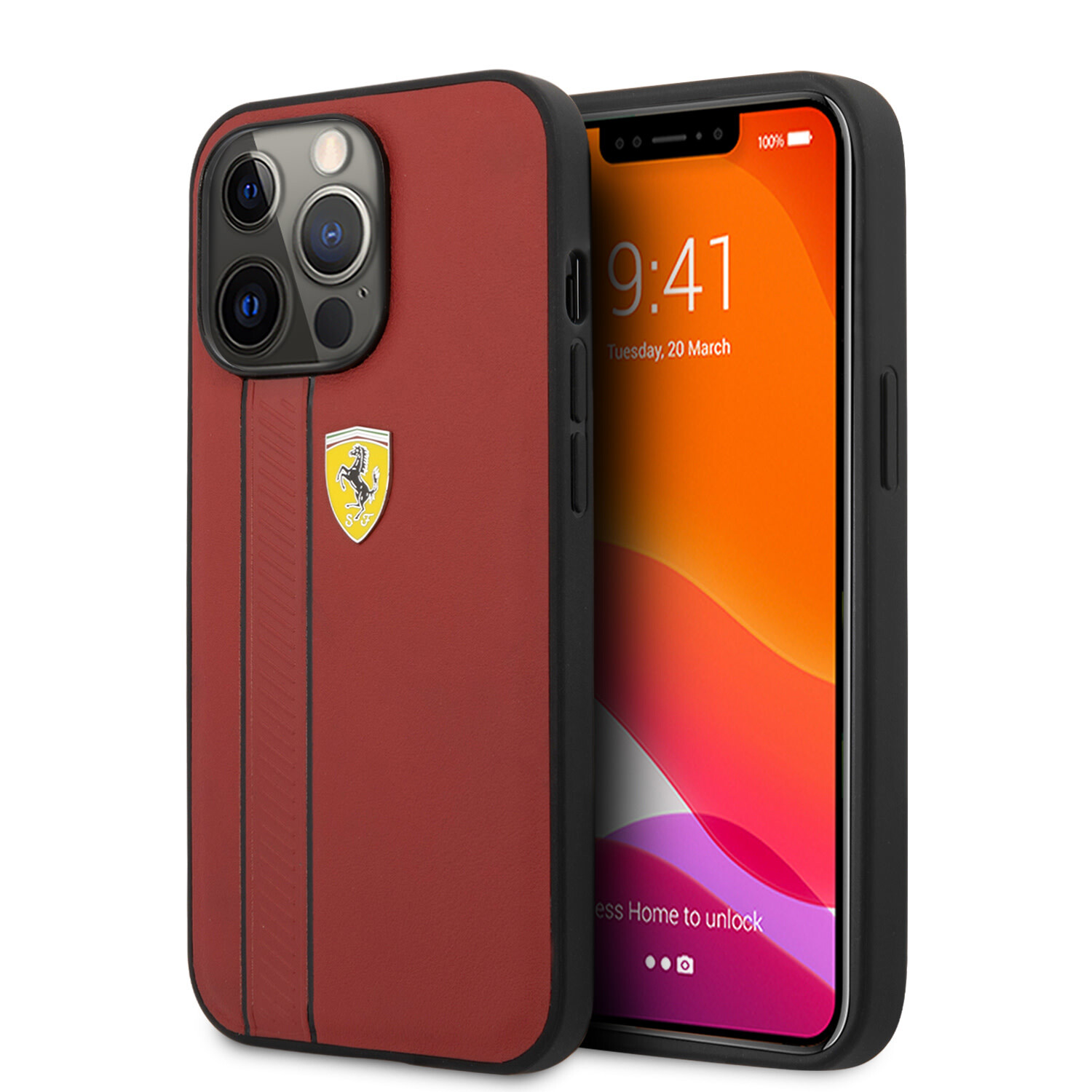 Ferrari Ferrari Hardcase-Rückseite iPhone 13 Pro Max - Debossed Stripes - Rot