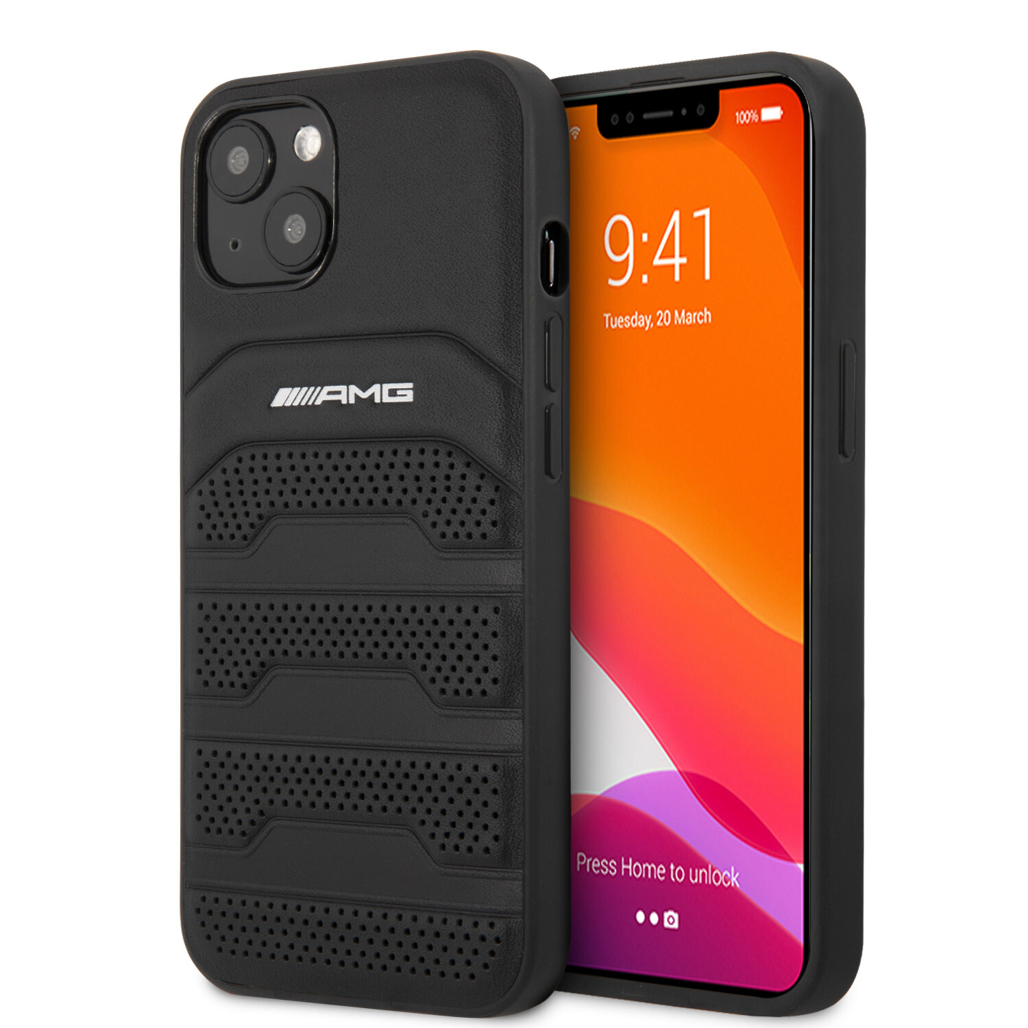 Mercedes-Benz AMG Hardcase-Rückseite iPhone 13 Mini - Debossed Lines - White Logo - Schwarz