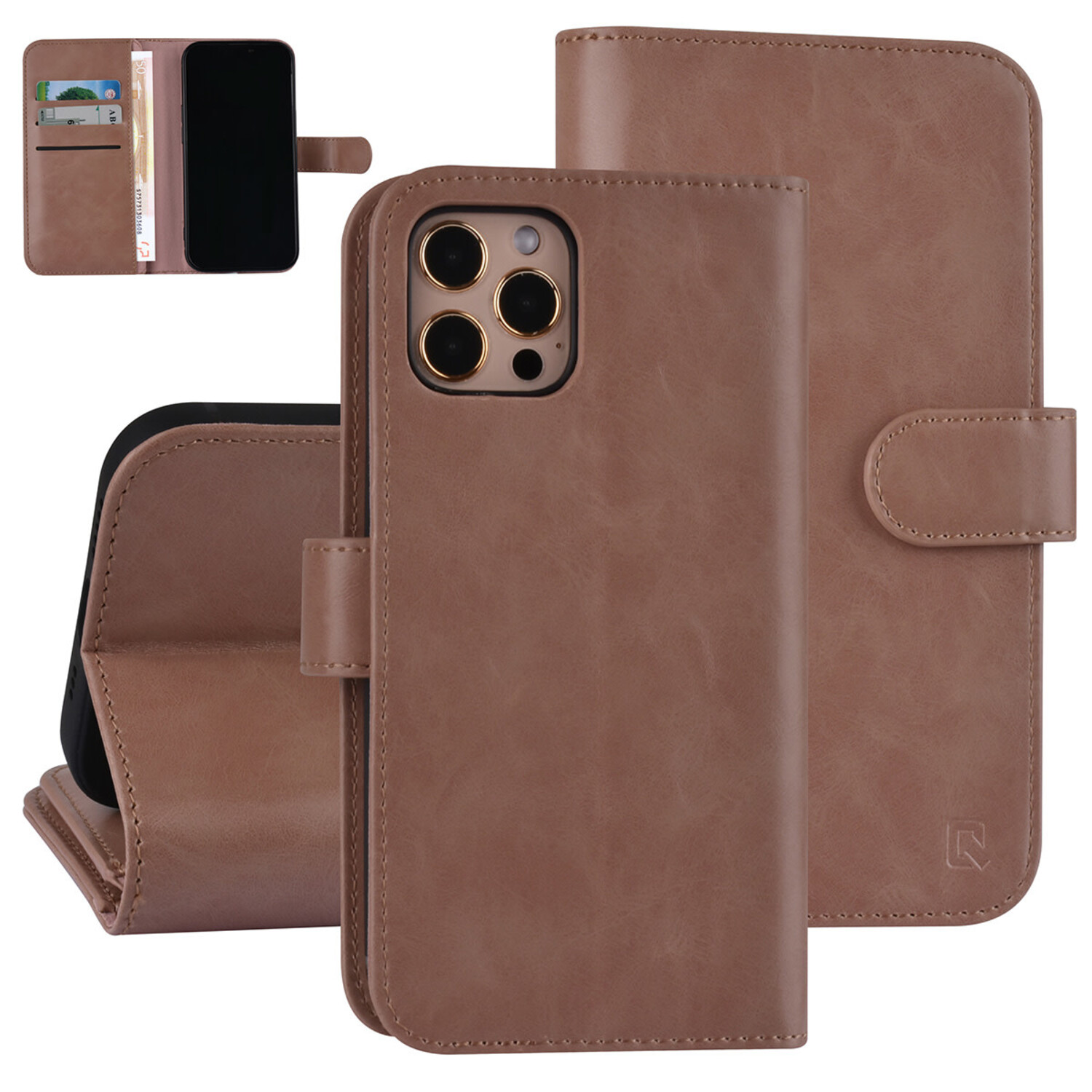 UNIQ Accessory UNIQ Accessory Book-Case hul iPhone 12 - 12 Pro - Rose Gold - PU Leather