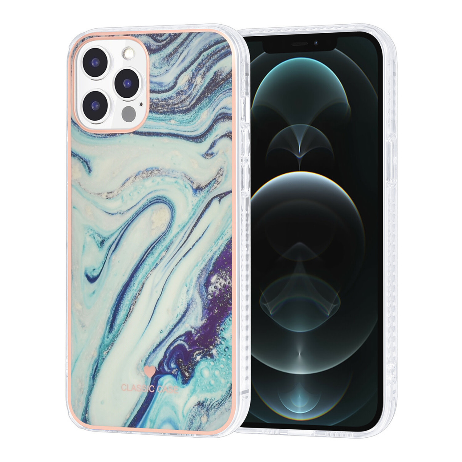 UNIQ Accessory UNIQ Classic Case iPhone 12 Pro Max - Silikonhülle TPU - Marble Aquamarine