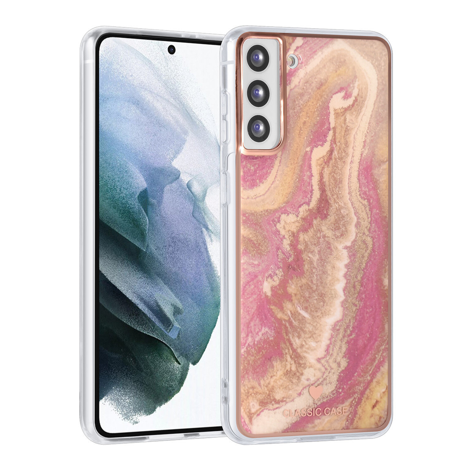 UNIQ Accessory UNIQ Classic Case passend für Samsung Galaxy S21 Plus - Silikonhülle TPU - Marble Pink