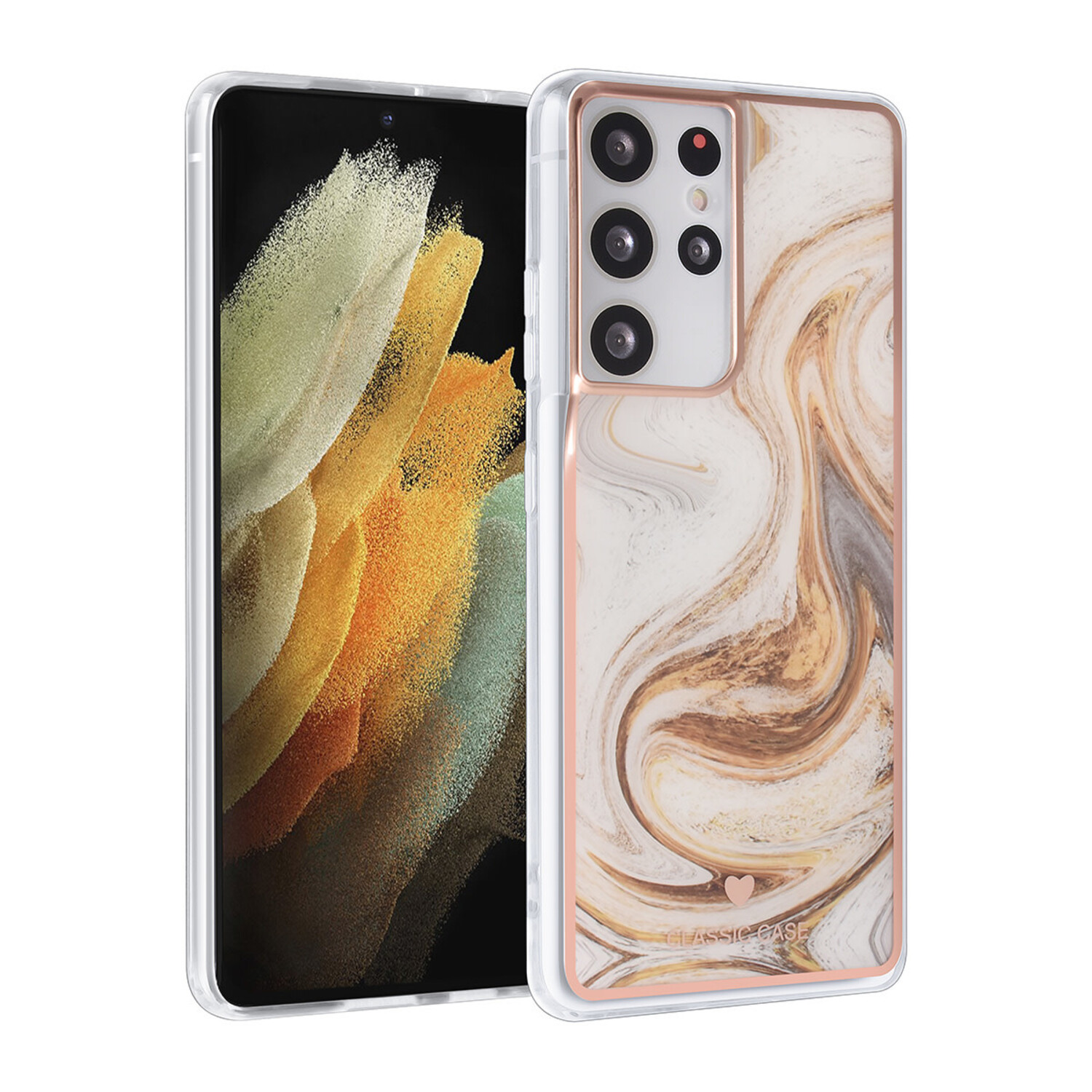 UNIQ Accessory UNIQ Classic Case passend für Samsung Galaxy S21 Ultra - Silikonhülle TPU - Marble Brown