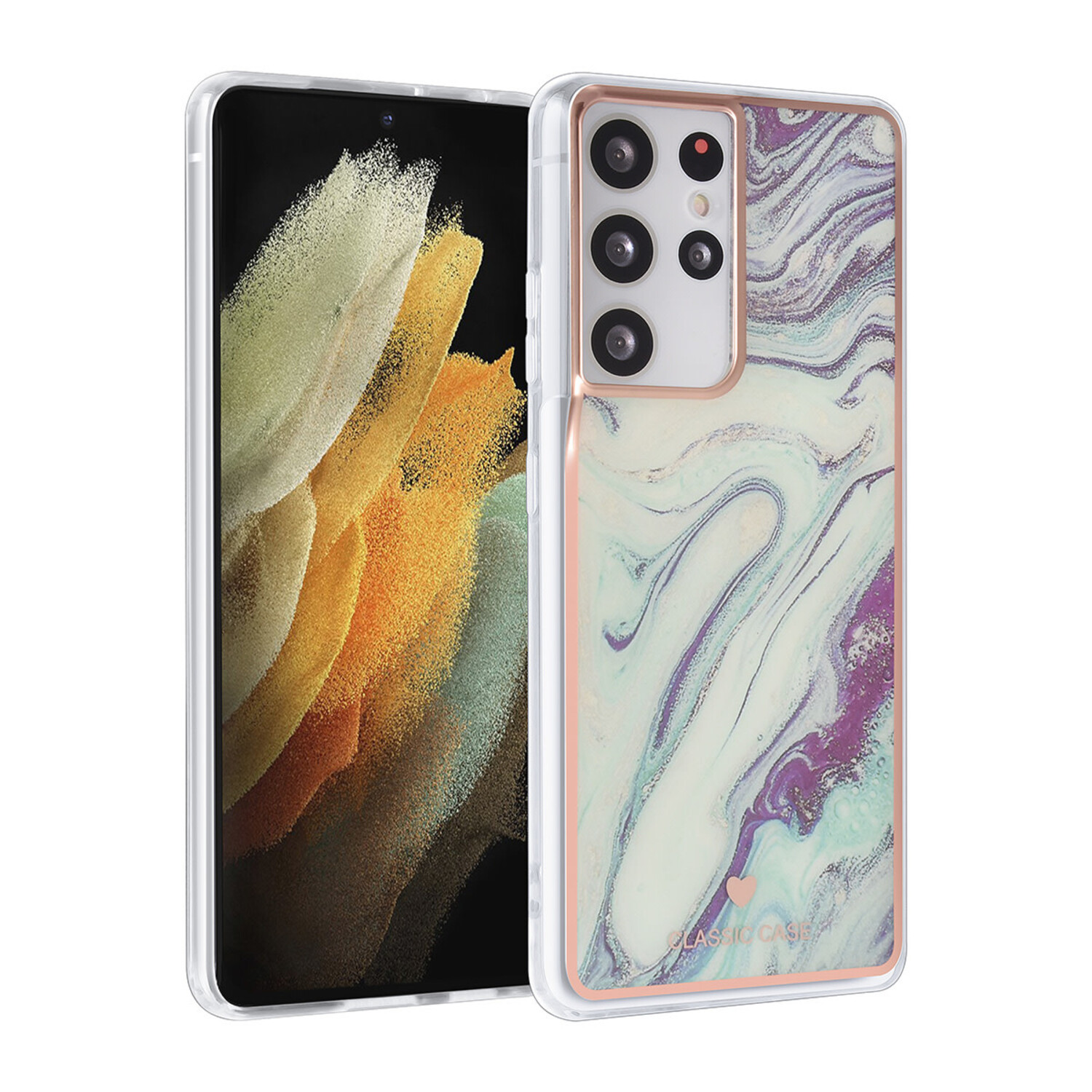 UNIQ Accessory UNIQ Classic Case passend für Samsung Galaxy S21 Ultra - Silikonhülle TPU - Marble Aquamarine