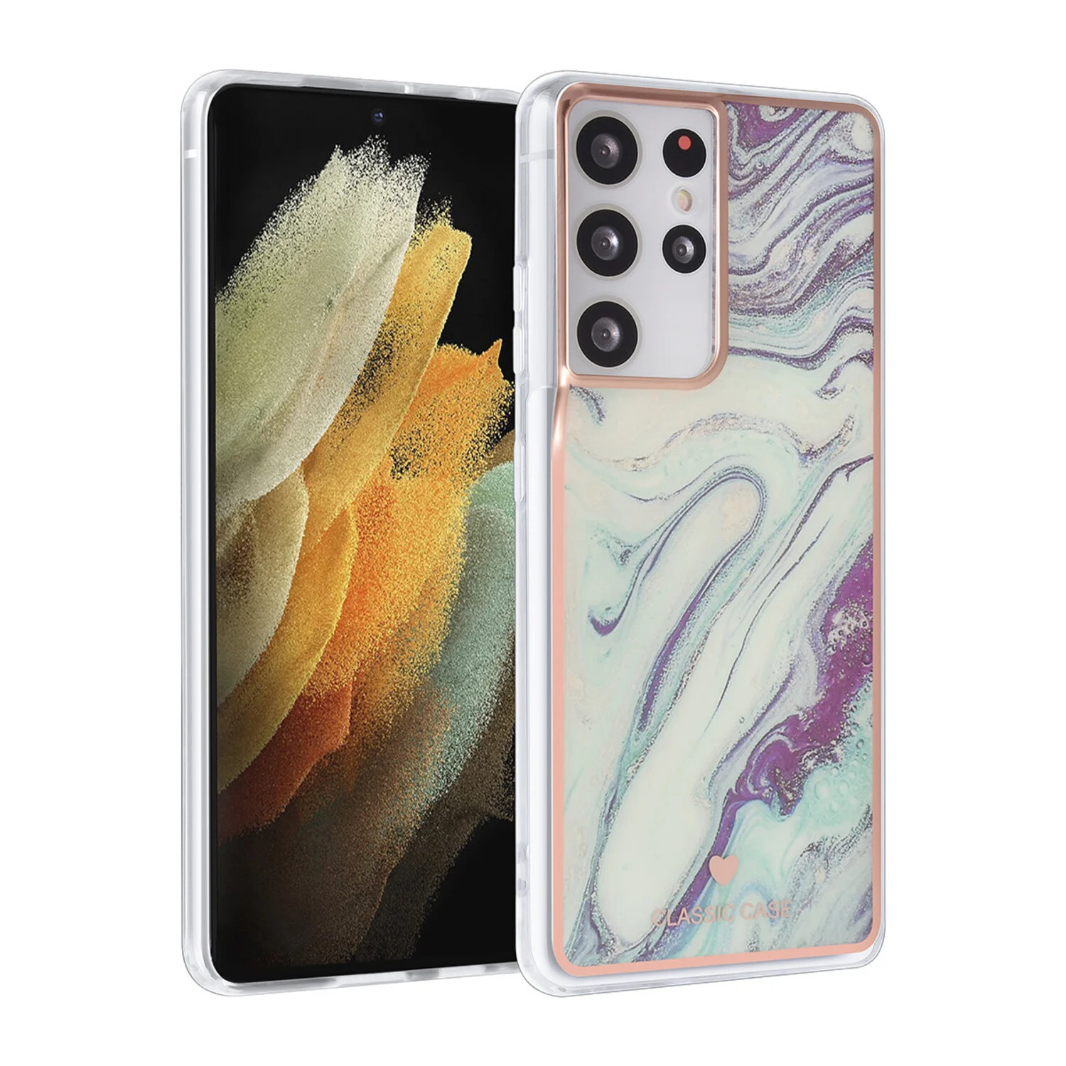 UNIQ Accessory UNIQ Classic Case passend für Samsung Galaxy S21 Ultra - Silikonhülle TPU - Marble Aquamarine
