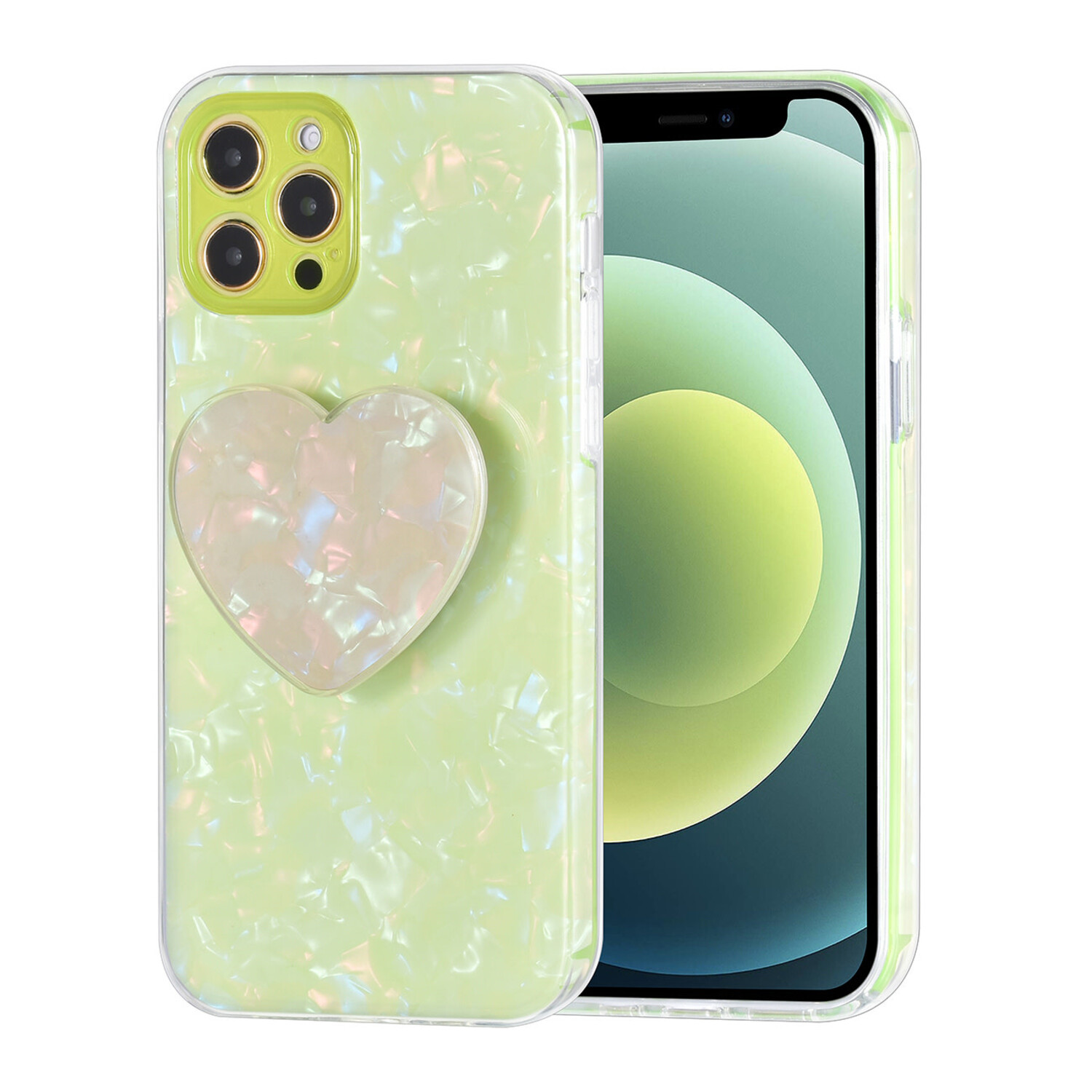 UNIQ Accessory UNIQ Accessory Back-Cover hul iPhone 12 Pro - Silikonhülle TPU - Heartshaped Popsocket - Grün