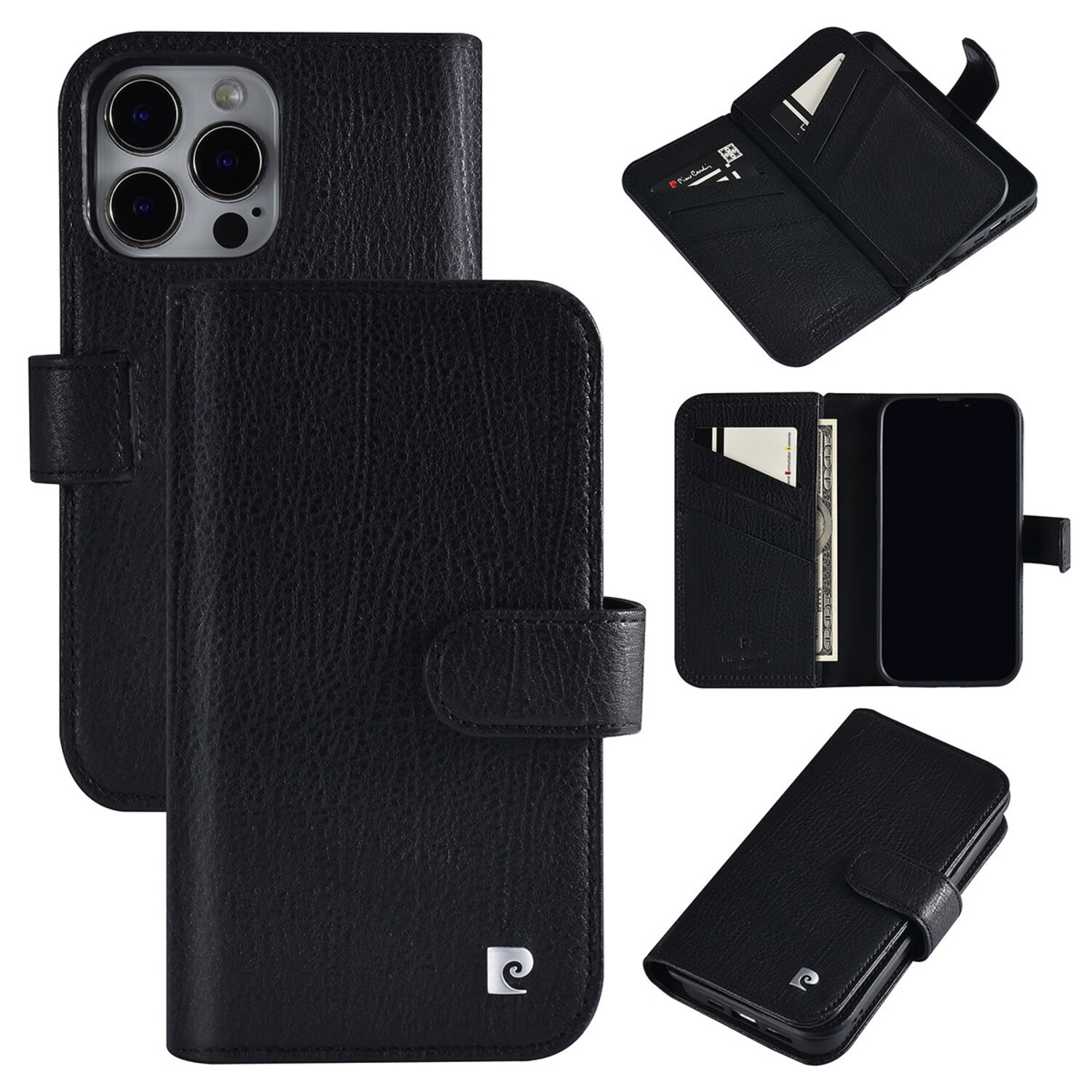 Pierre Cardin Pierre Cardin iPhone 13 Pro Book-Case hul Hülle - Kartenhalter für 6 Karten - Magnetverschluss - Schwarz
