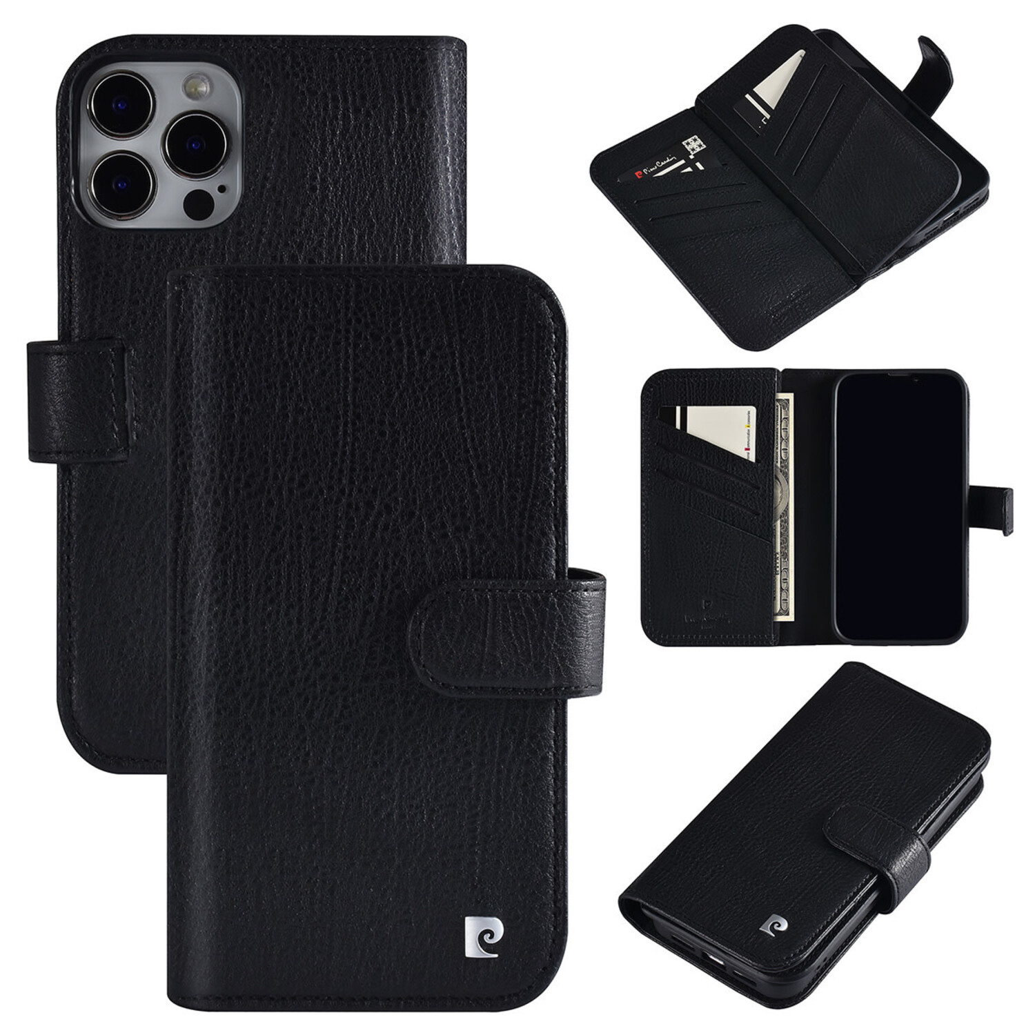 Pierre Cardin Pierre Cardin iPhone 13 Pro Max Book-Case hul Hülle - Kartenhalter für 6 Karten - Magnetverschluss - Schwarz